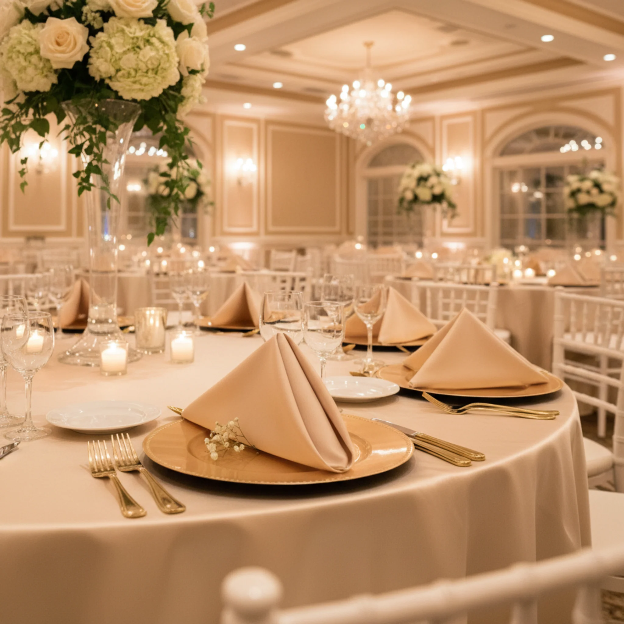 Lamour Satin Napkin 20"x20" - Champagne - Image 3