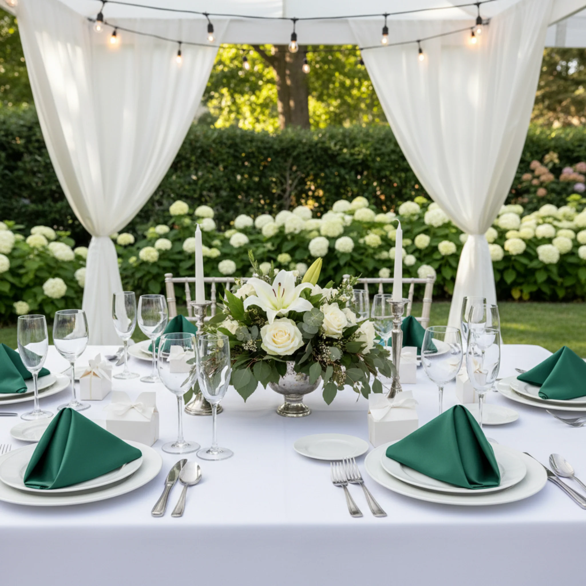 Lamour Satin Napkin 20"x20" - Emerald Green - Image 2