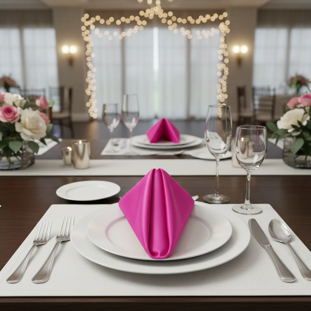 Lamour Satin Napkin 20"x20" - Fuchsia - Image 3
