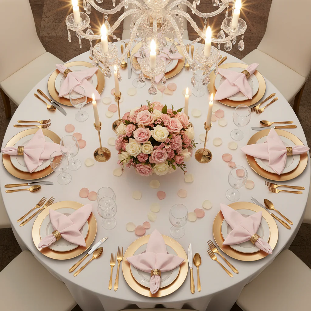 Lamour Satin Napkin 20"x20" - Pastel Pink - Image 2