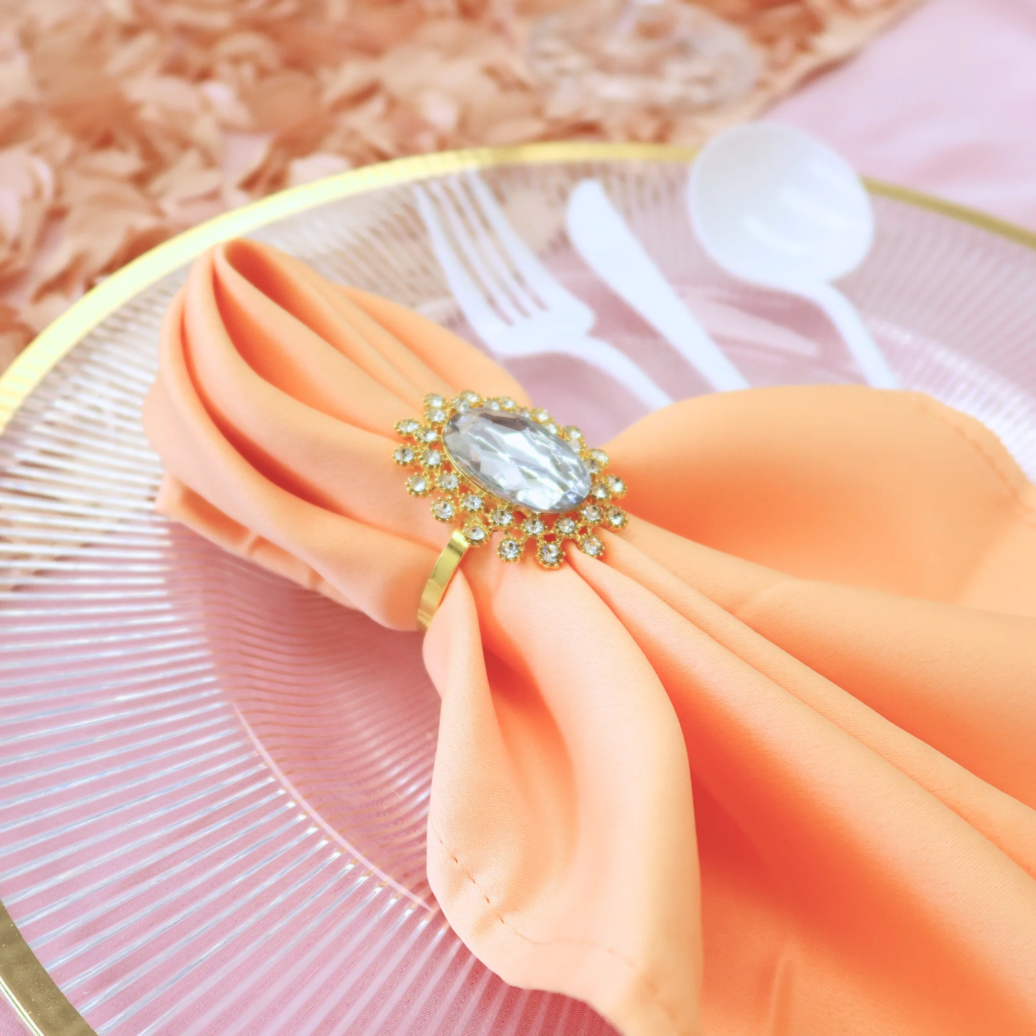 Lamour Satin Napkin 20"x20" - Peach - Image 4