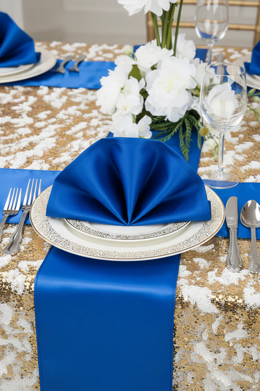 Lamour Satin Napkin 20"x20" - Royal Blue - Image 5