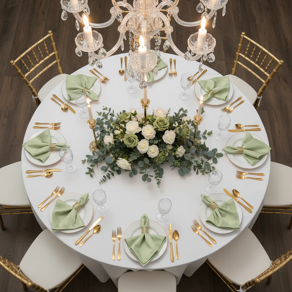 Lamour Satin Napkin 20"x20" - Sage Green - Image 2