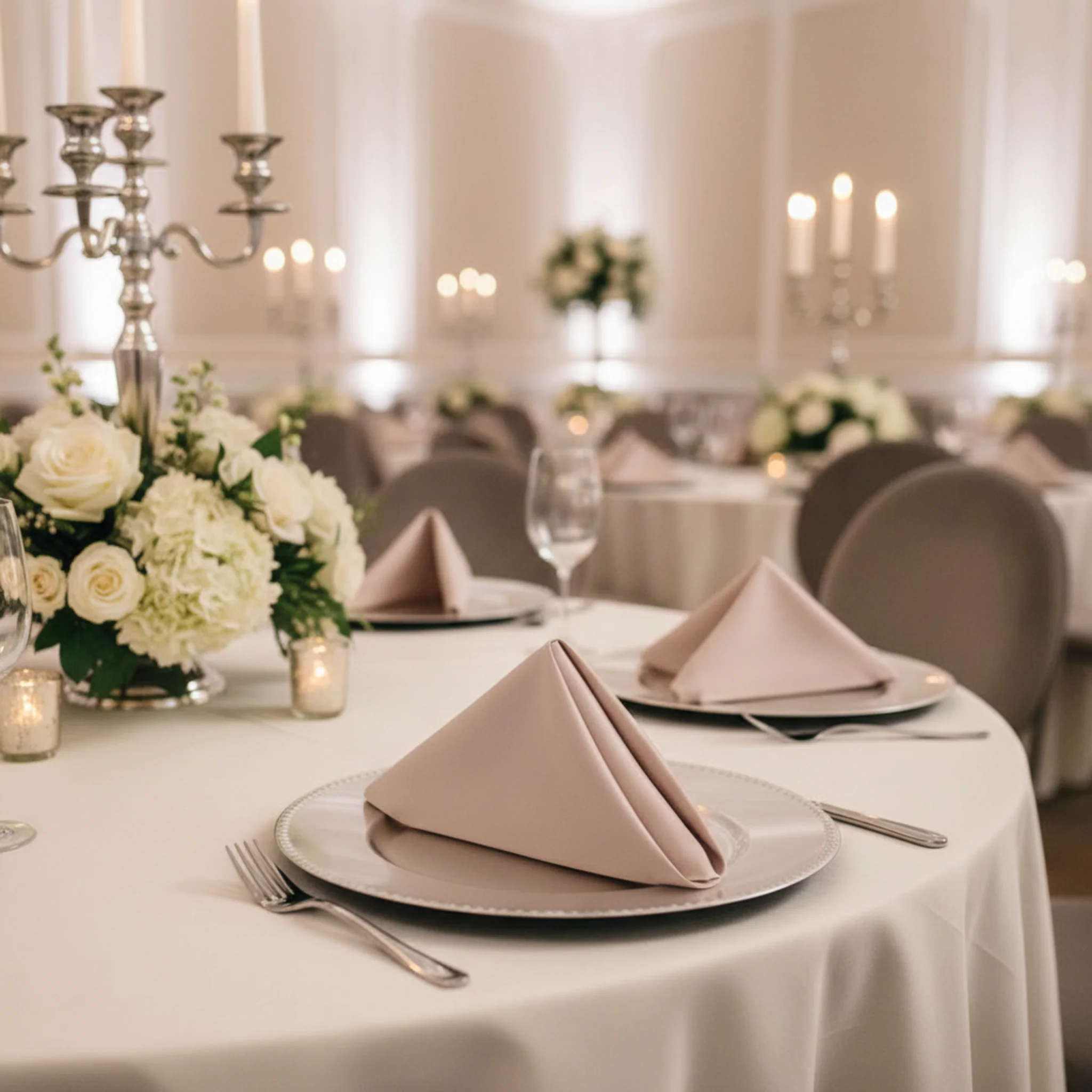 Lamour Satin Napkin 20"x20" - Taupe - Image 2