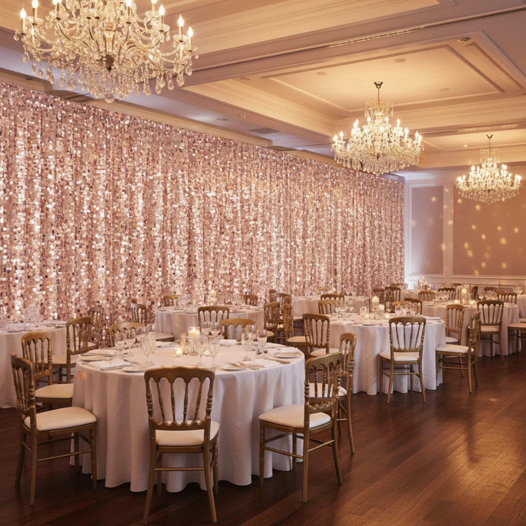 Large Payette Sequin 10ft H x 52" W Drape/Backdrop panel - Blush/Rose Gold - Image 4