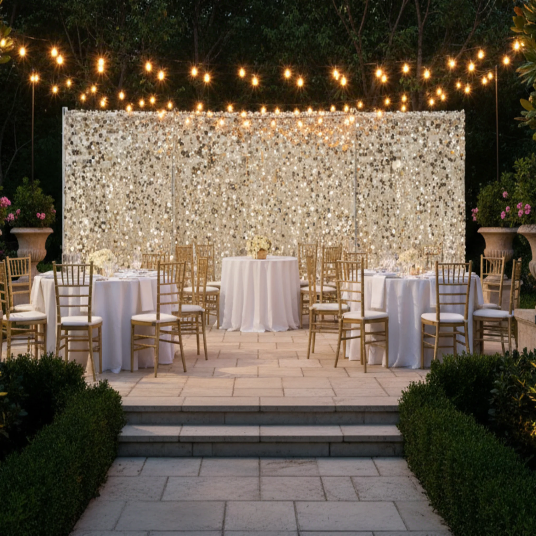 Large Payette Sequin 10ft H x 52" W Drape/Backdrop panel - Champagne - Image 4