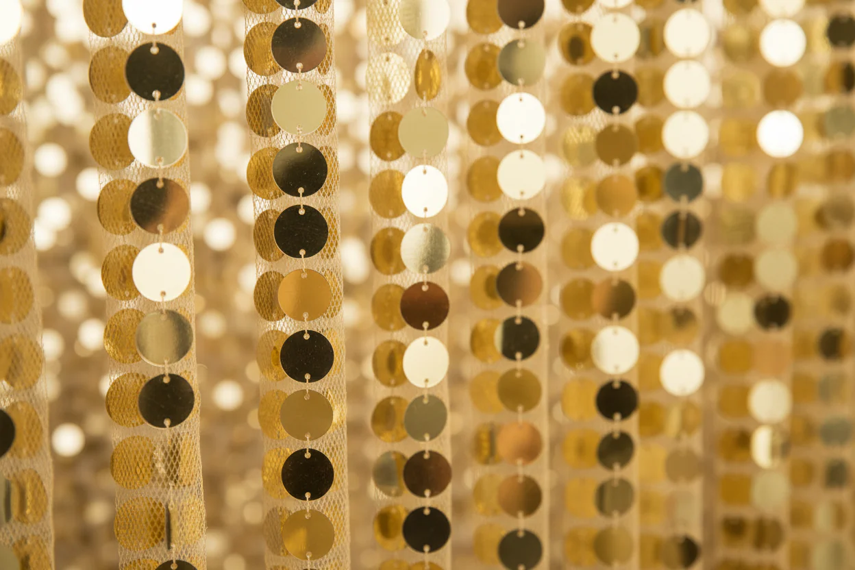 Large Payette Sequin 10ft H x 52" W Drape/Backdrop panel - Gold - Image 7
