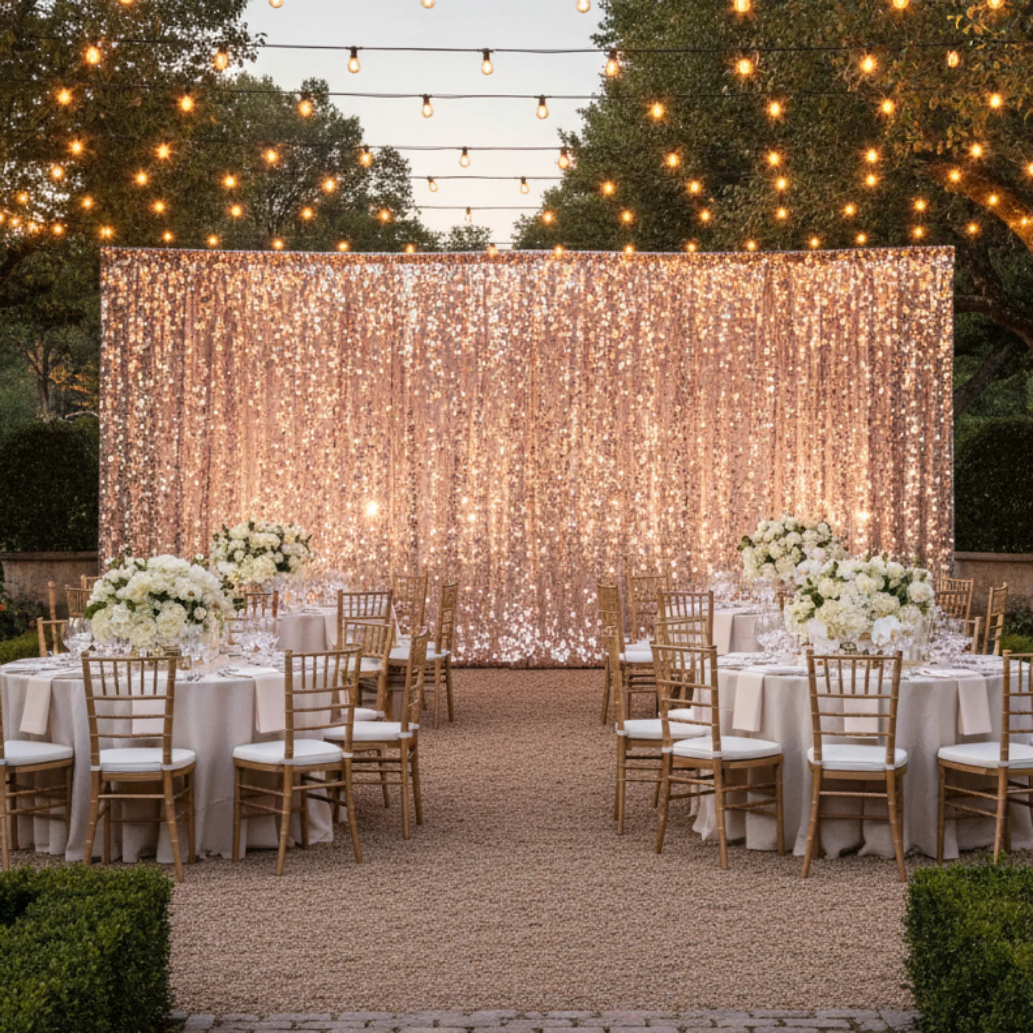 Large Payette Sequin 12ft H x 52" W Drape/Backdrop panel - Blush/Rose Gold - Image 4