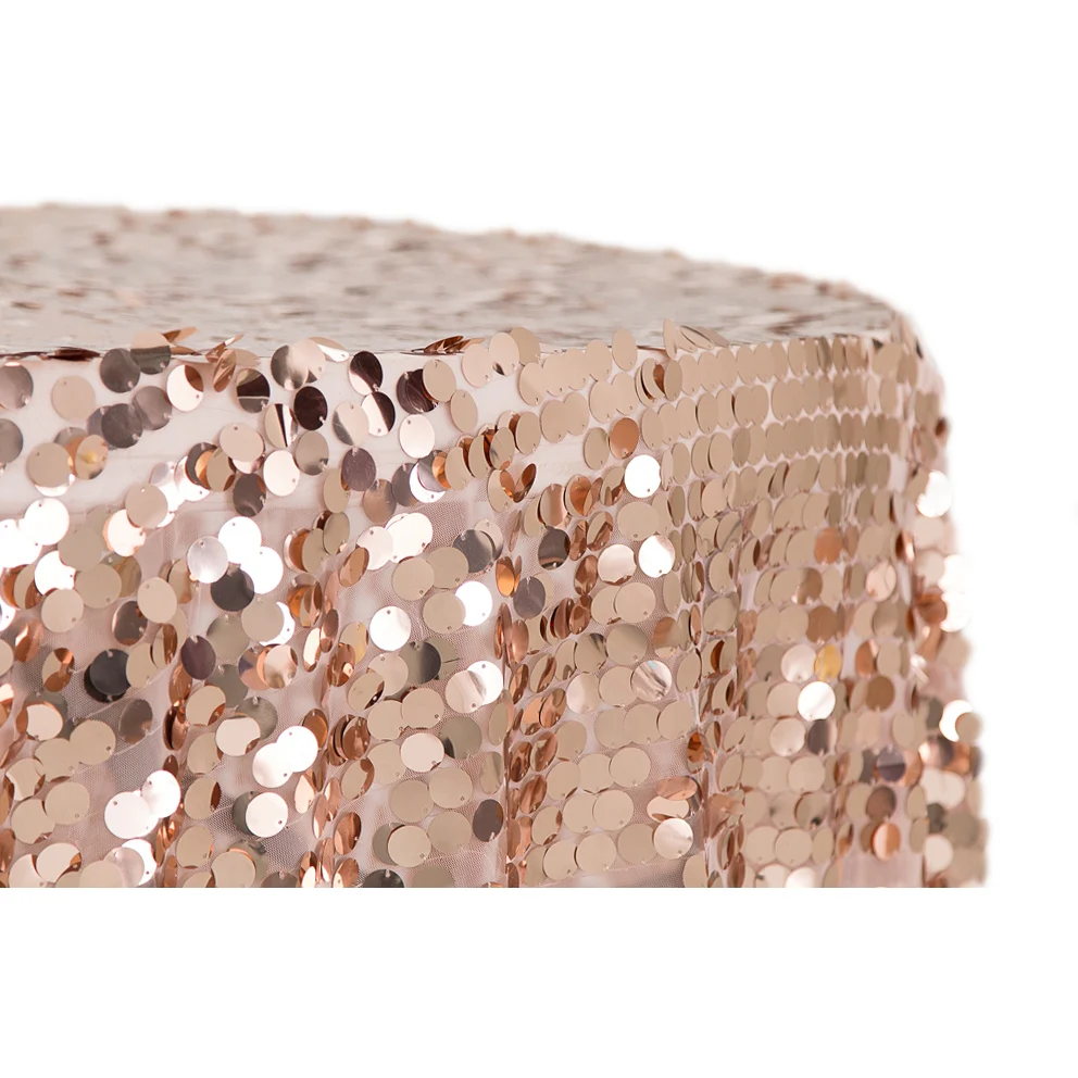 Large Payette Sequin 132" Round Tablecloth - Blush/Rose Gold - Image 2