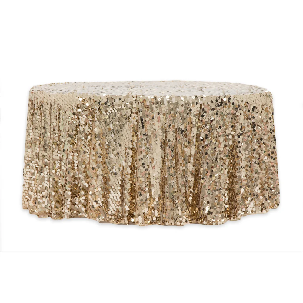 Large Payette Sequin Round 120" Tablecloth - Champagne - Image 2