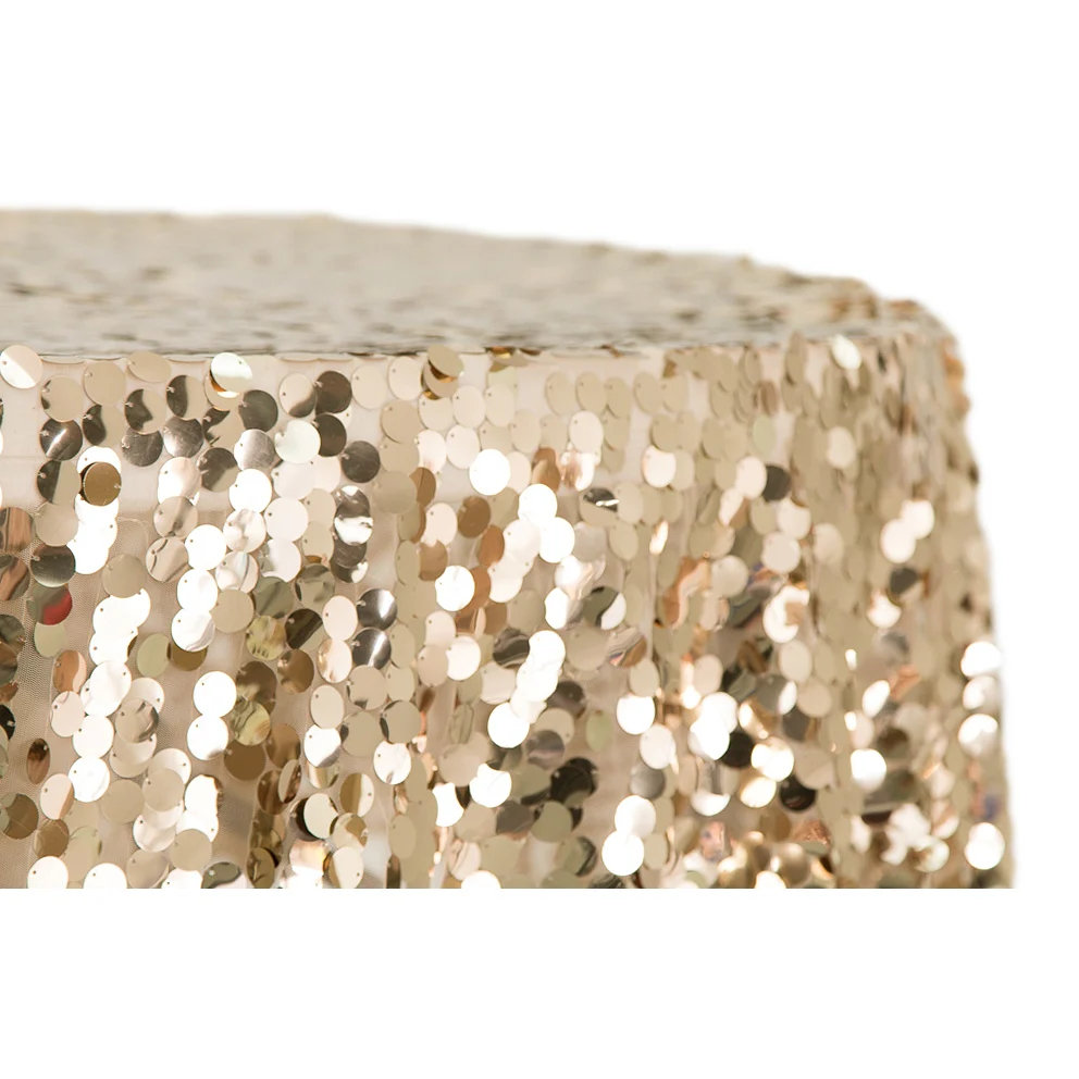 Large Payette Sequin Round 120" Tablecloth - Champagne - Image 4