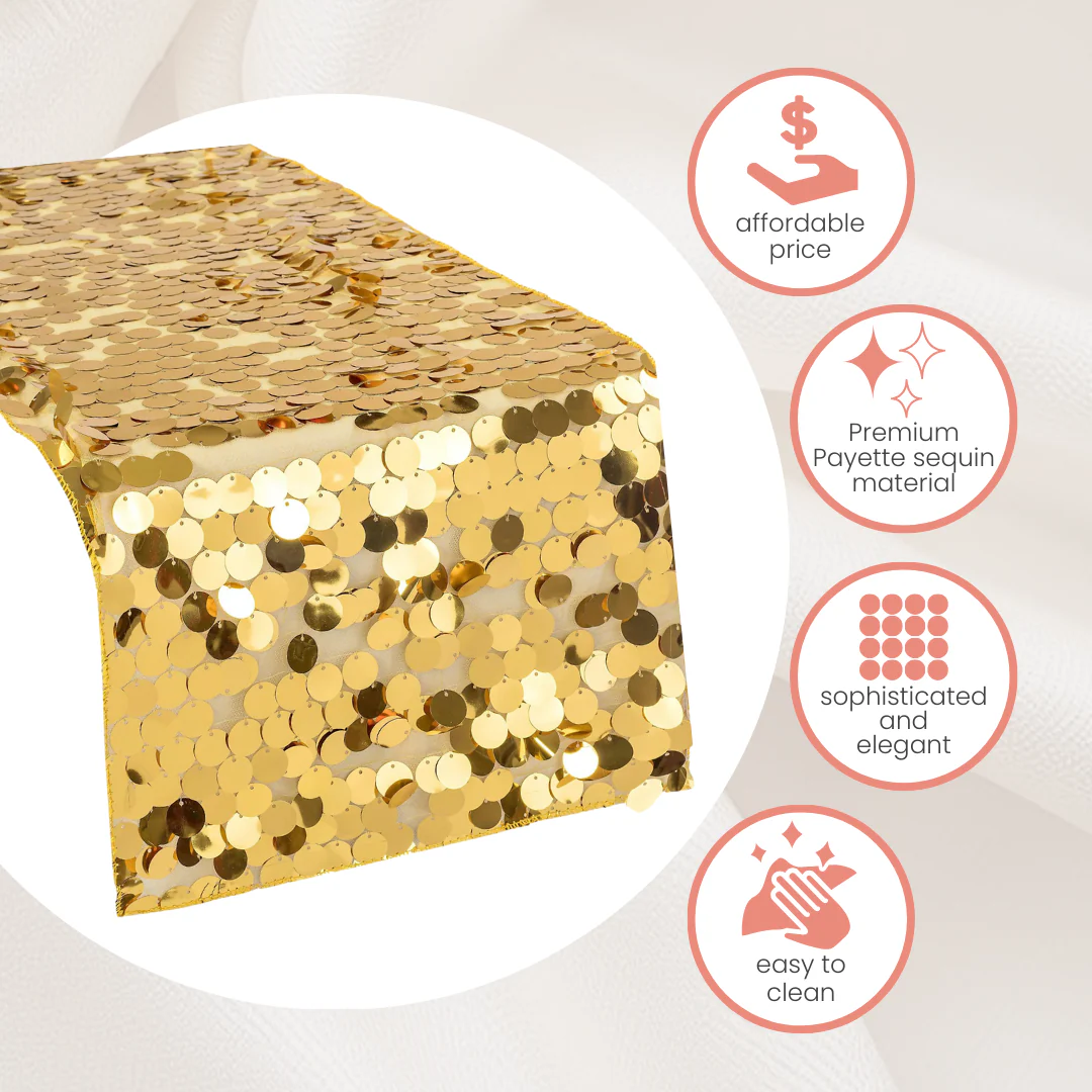 Large Payette Sequin Table Runner - Gold - Image 4