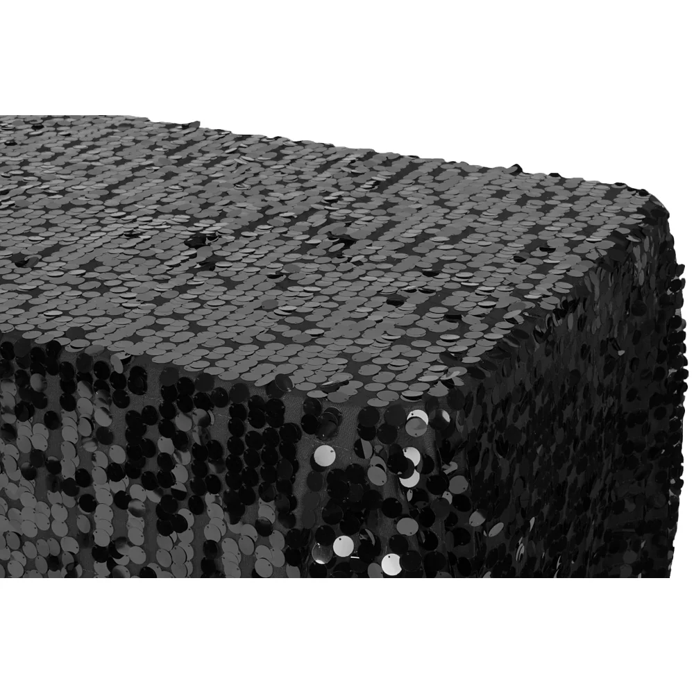 Large Payette Sequin Tablecloth 90"x132" Rectangular - Black - Image 2
