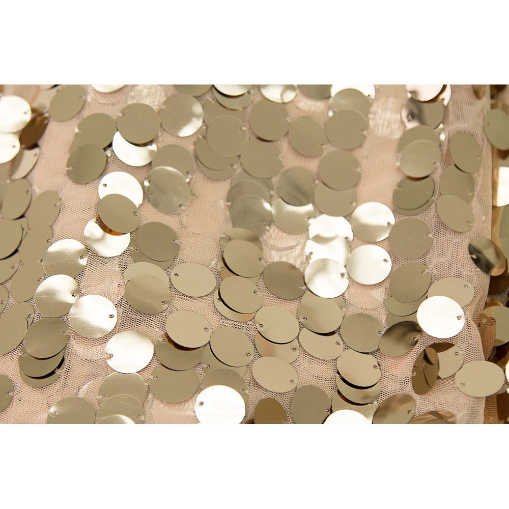 Large Payette Sequin Tablecloth 90"x132" Rectangular - Champagne - Image 2