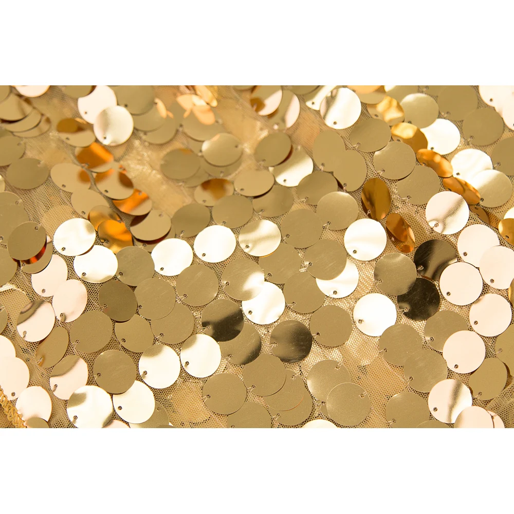 Large Payette Sequin Tablecloth 90"x156" Rectangular - Gold - Image 4