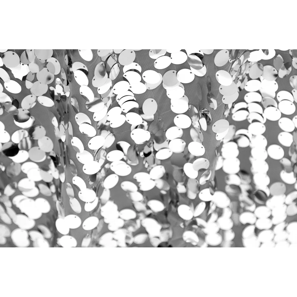 Large Payette Sequin Tablecloth 90"x156" Rectangular - Silver - Image 4