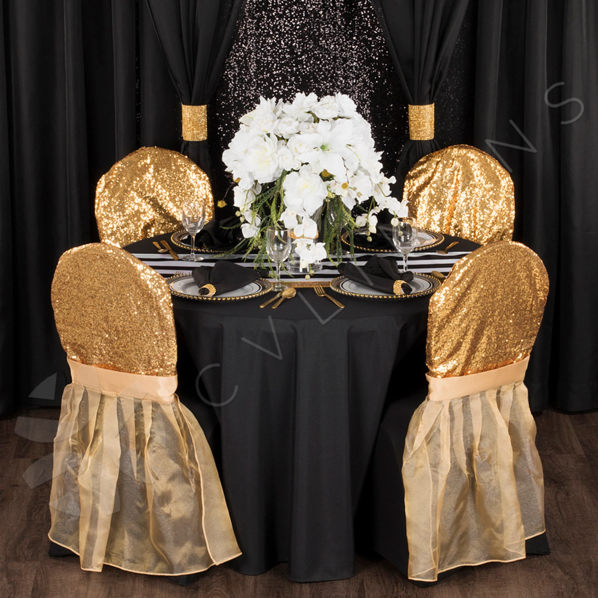 4 pc/pk Large Rhinestone Velcro Drapes Clip - Gold - Image 2