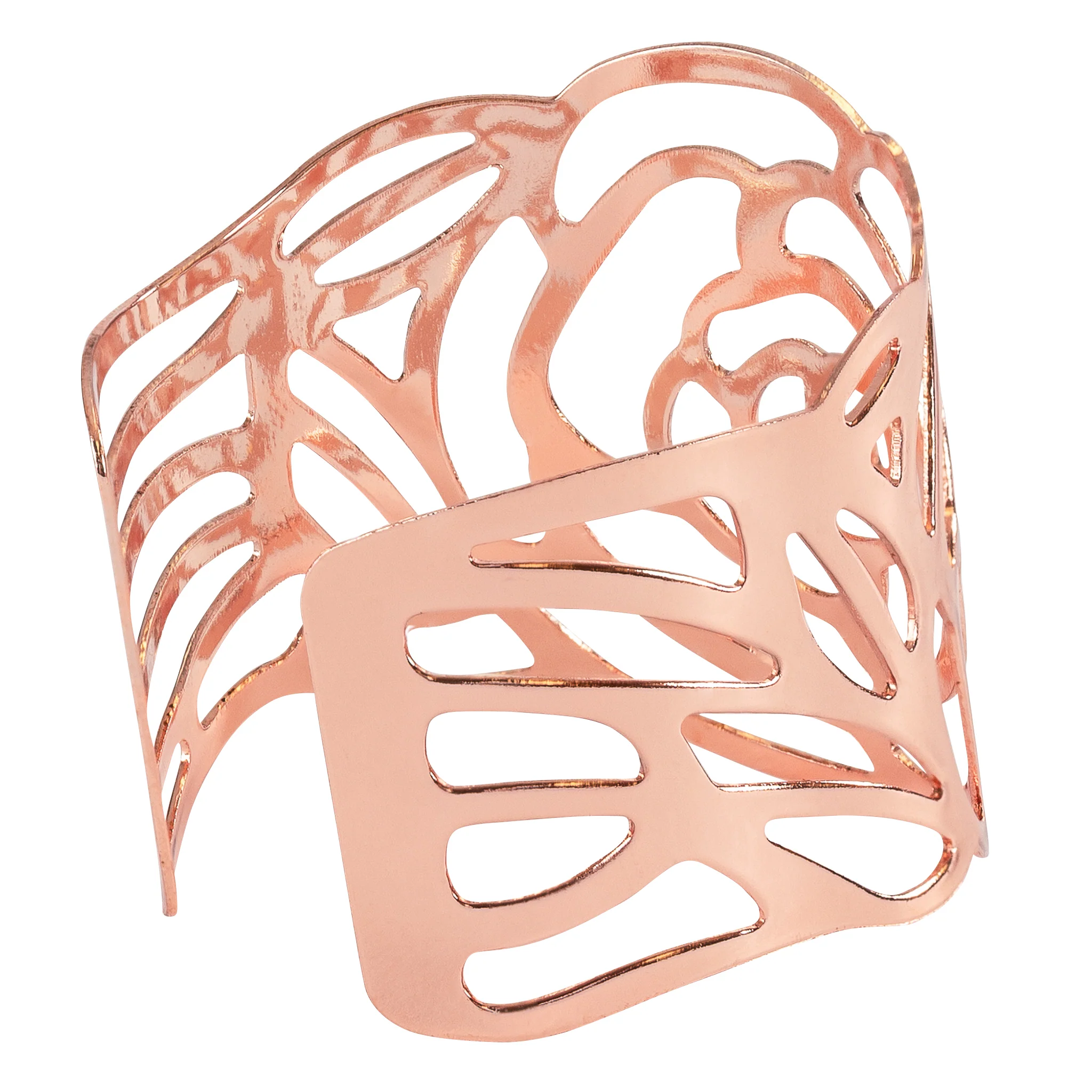 Laser Cut Rose Metal Napkin Ring - Blush/Rose Gold - Image 2