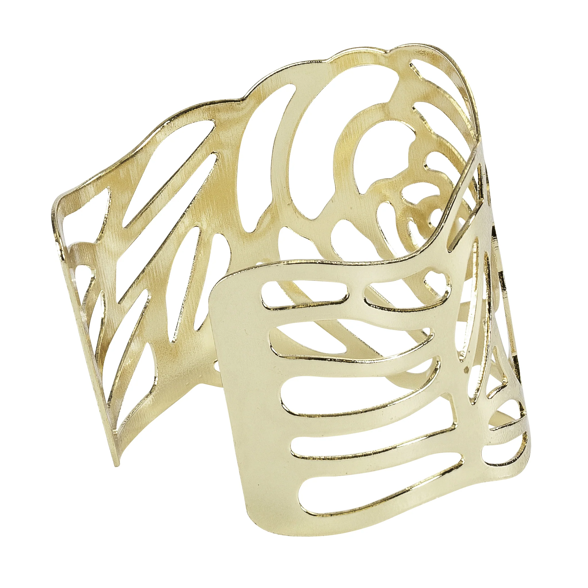 10 pc/pk Laser Cut Rose Metal Napkin Ring - Gold - Image 7