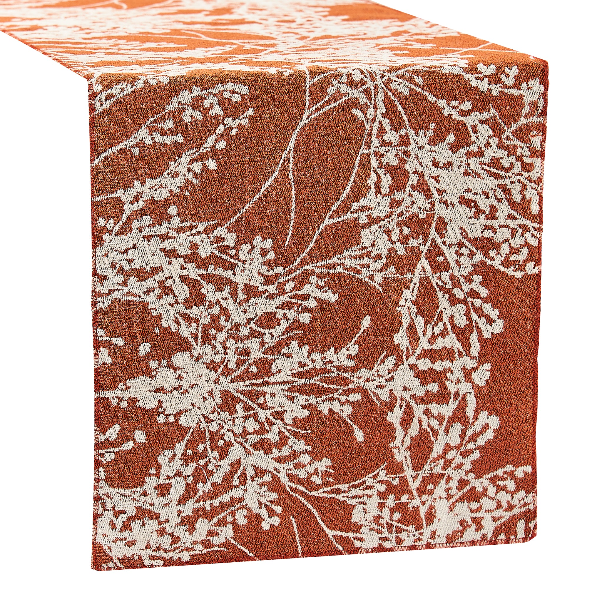 Leaf Branch Reversible Jacquard Table Runner - Rust - Image 2