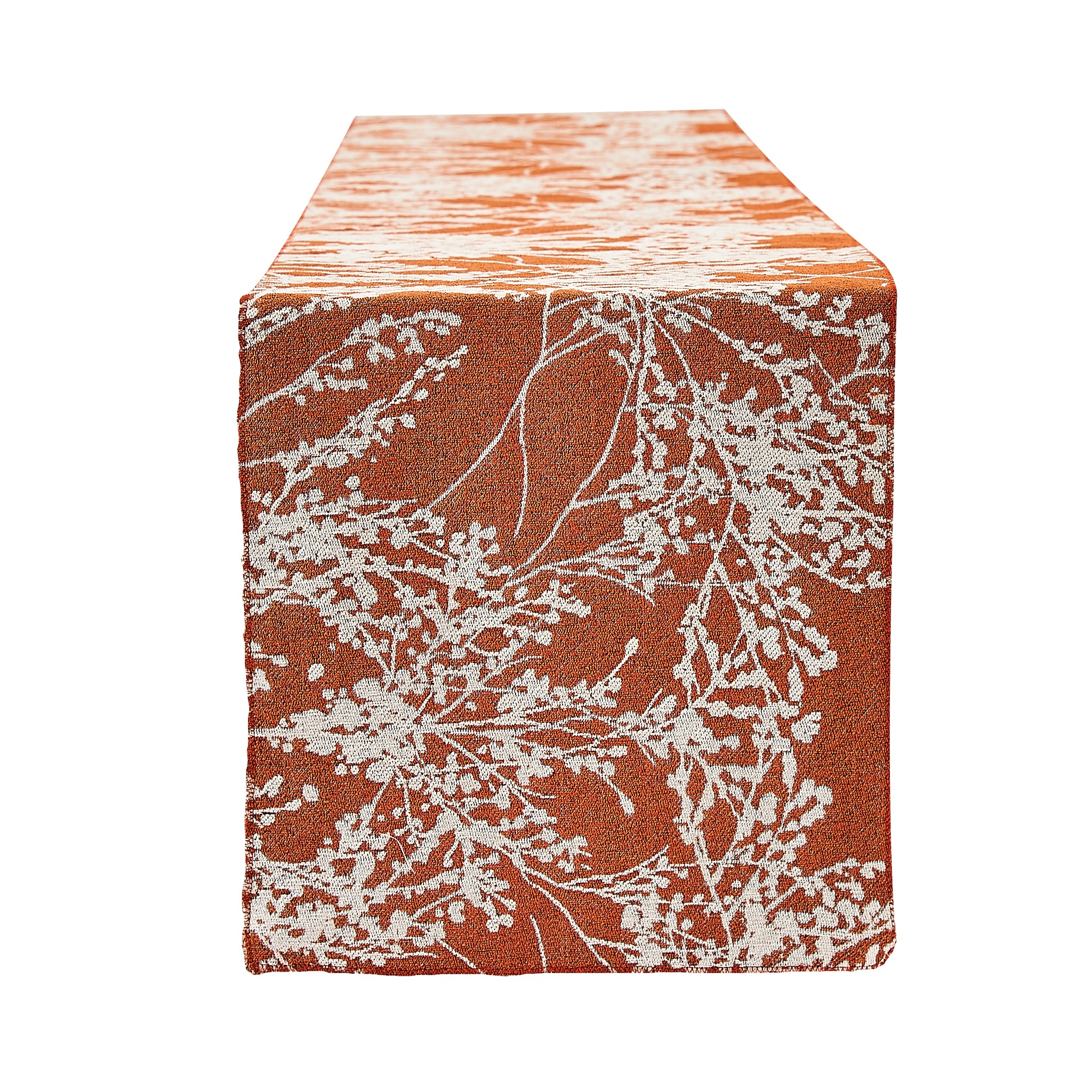 Leaf Branch Reversible Jacquard Table Runner - Rust - Image 4