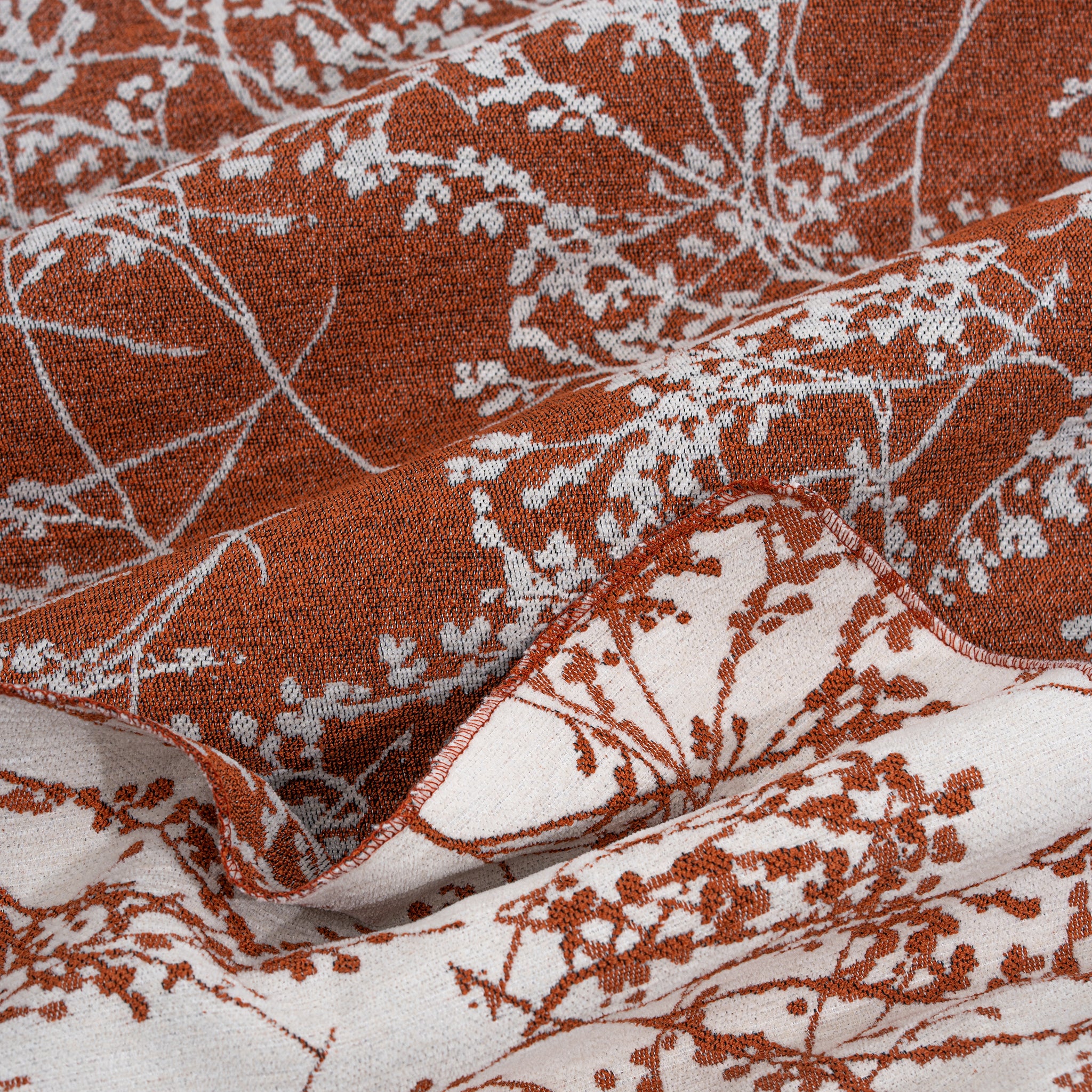 Leaf Branch Reversible Jacquard Table Runner - Rust - Image 5