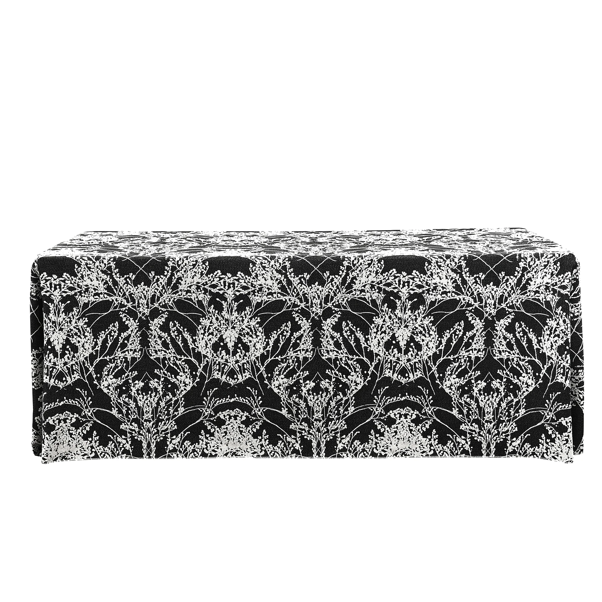 Leaf Branch Reversible Jacquard Tablecloth 90"x132" Rectangle  - Black