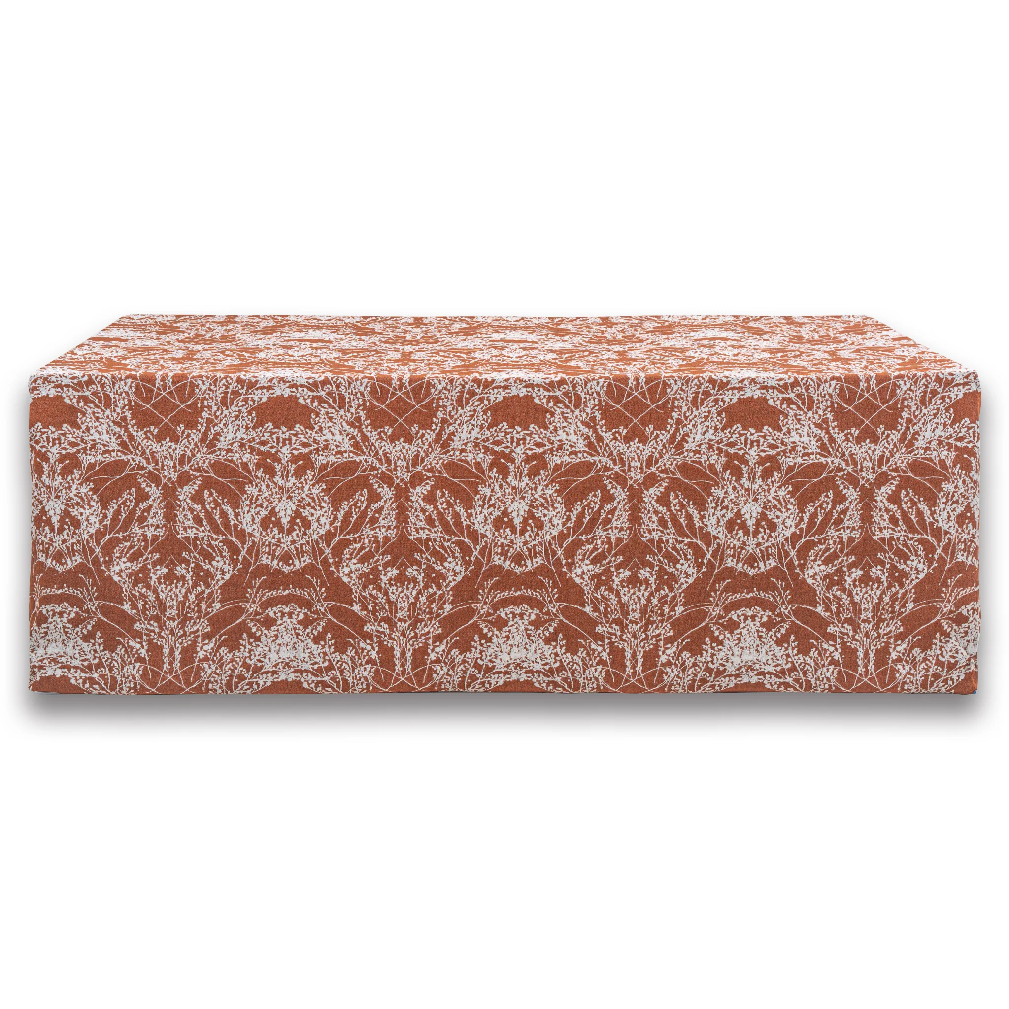 Leaf Branch Reversible Jacquard Tablecloth 90"x132" Rectangle  - Rust