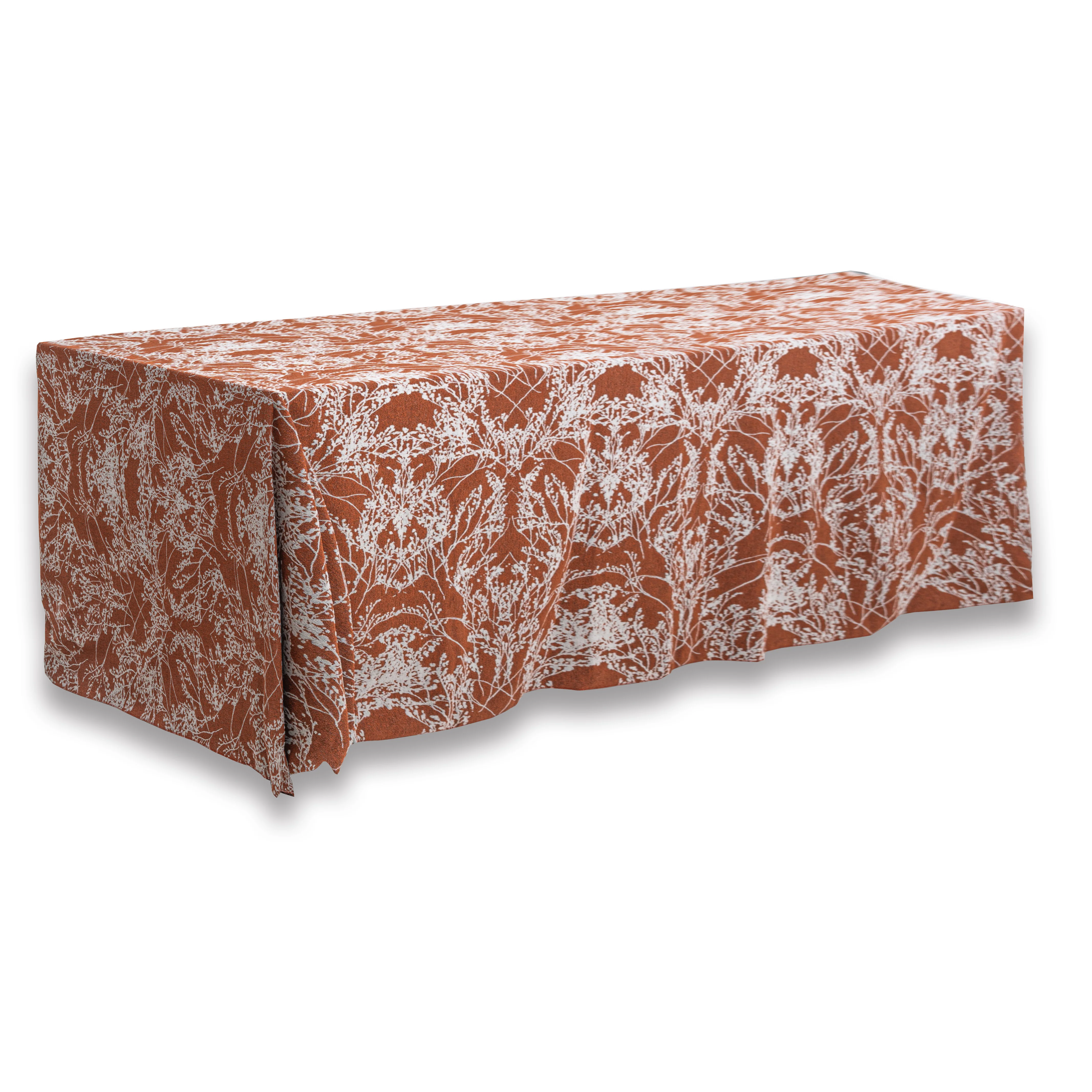 Leaf Branch Reversible Jacquard Tablecloth 90"x132" Rectangle  - Rust - Image 3