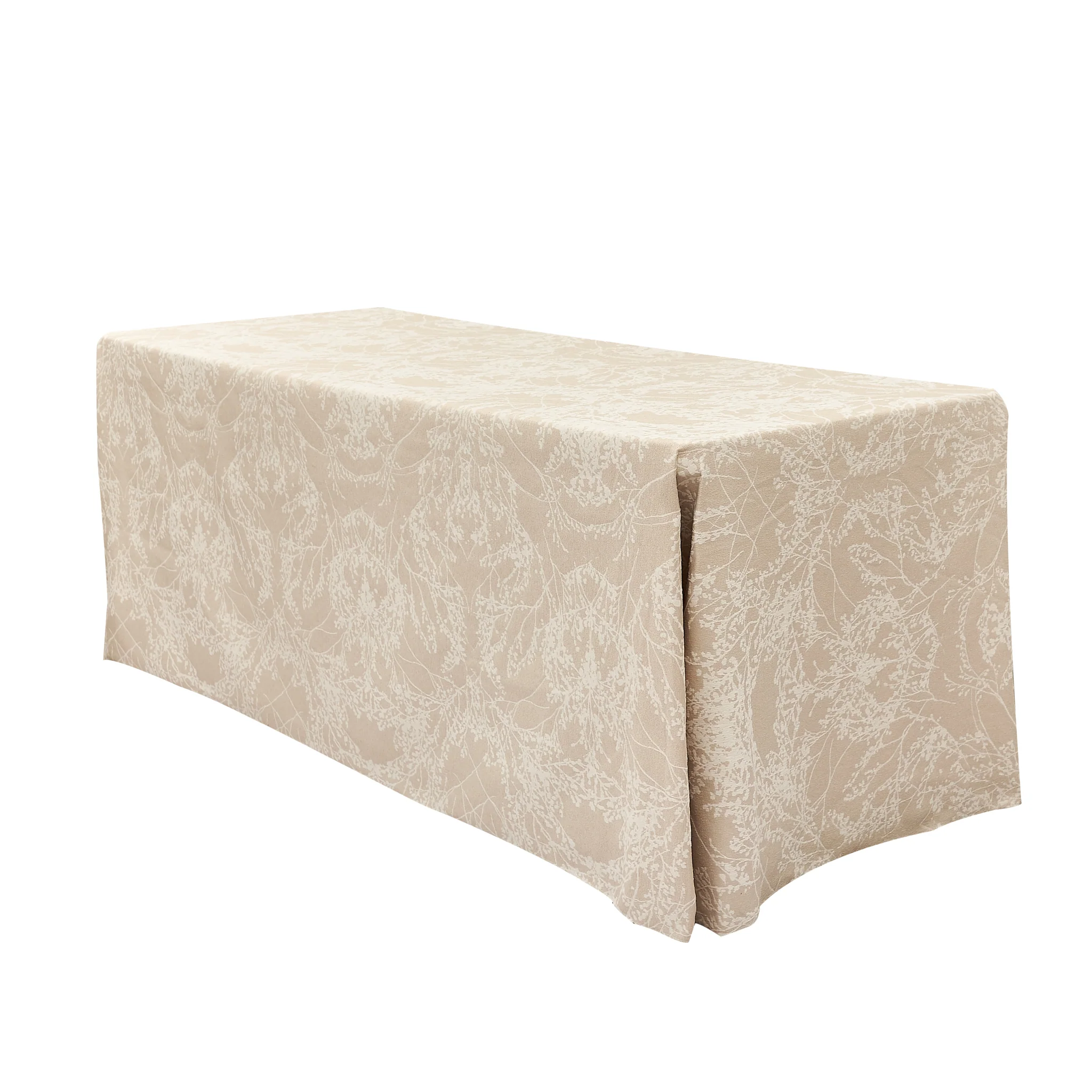 Leaf Branch Reversible Jacquard Tablecloth 90"x156" Rectangle  - Champagne - Image 3