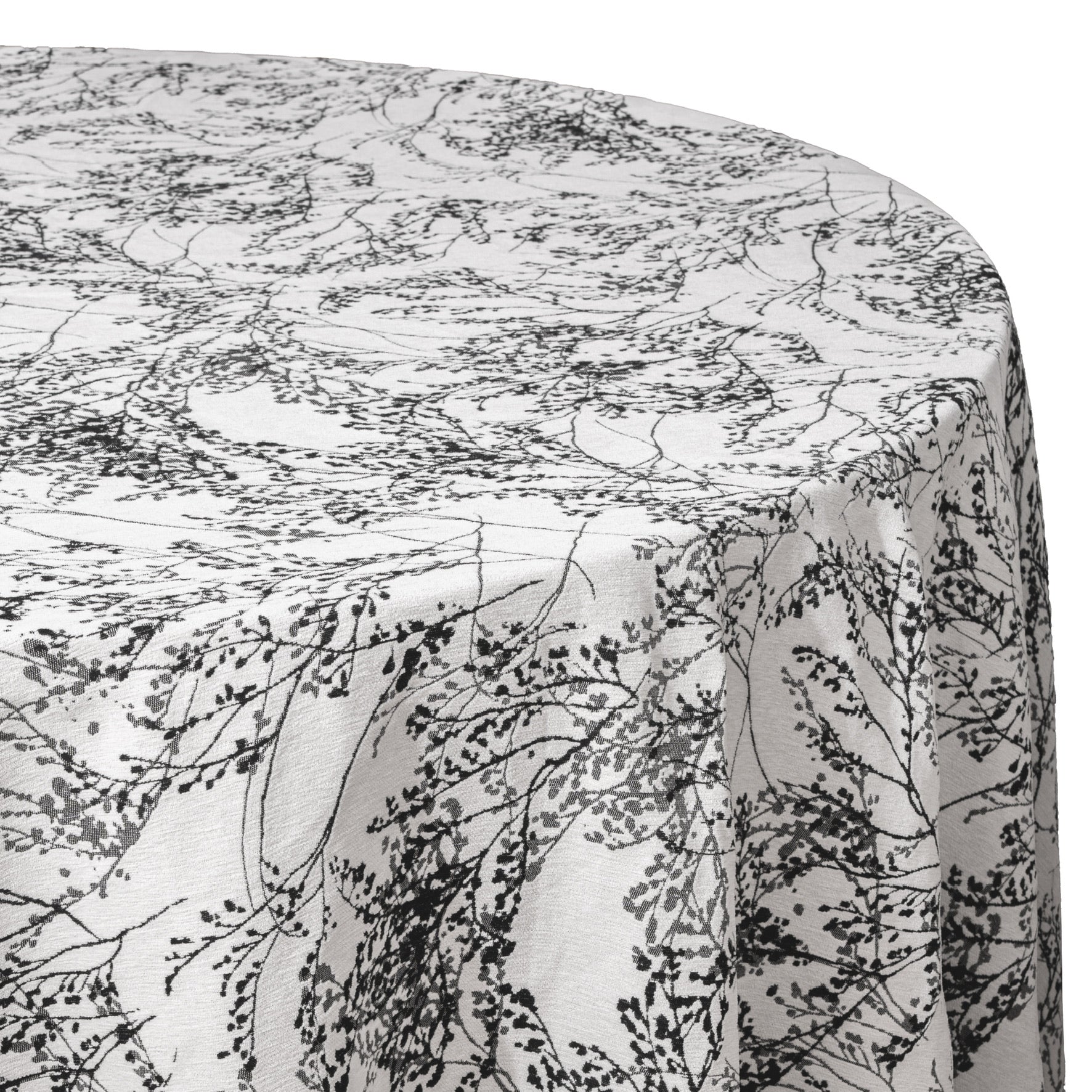 Leaf Branch Reversible Jacquard Tablecloth 120" Round  - Black - Image 6