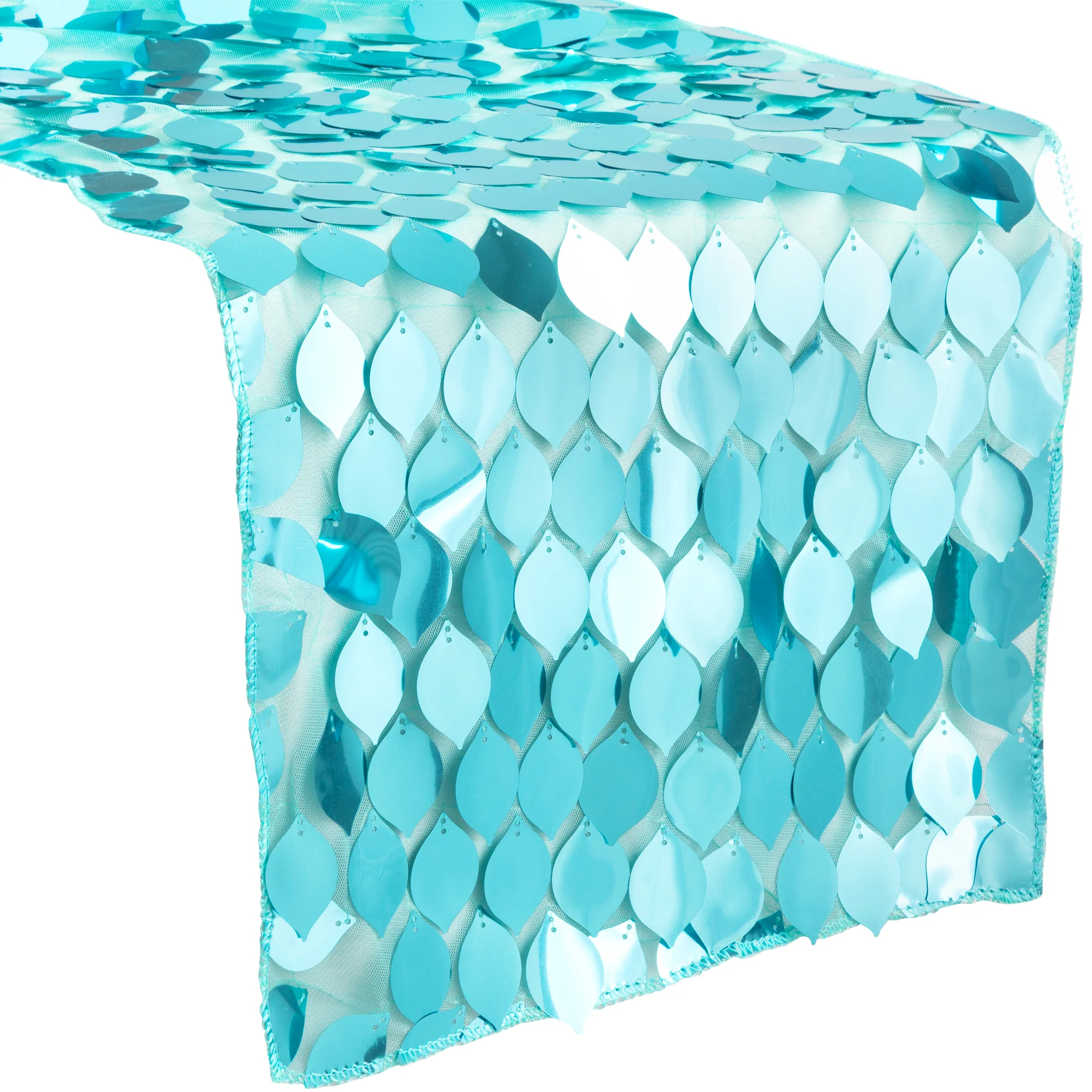 Leaf Payette Sequin Table Runner - Turquoise - Image 2