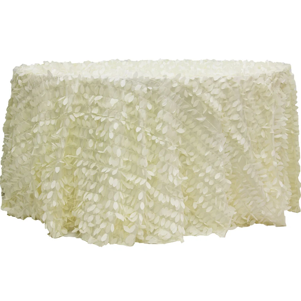 Leaf Petal Taffeta 132" Round Tablecloth - Ivory