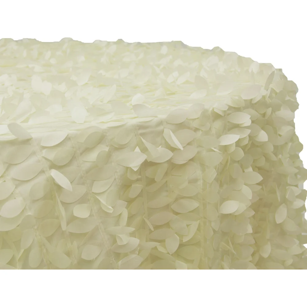 Leaf Petal Taffeta 132" Round Tablecloth - Ivory - Image 2