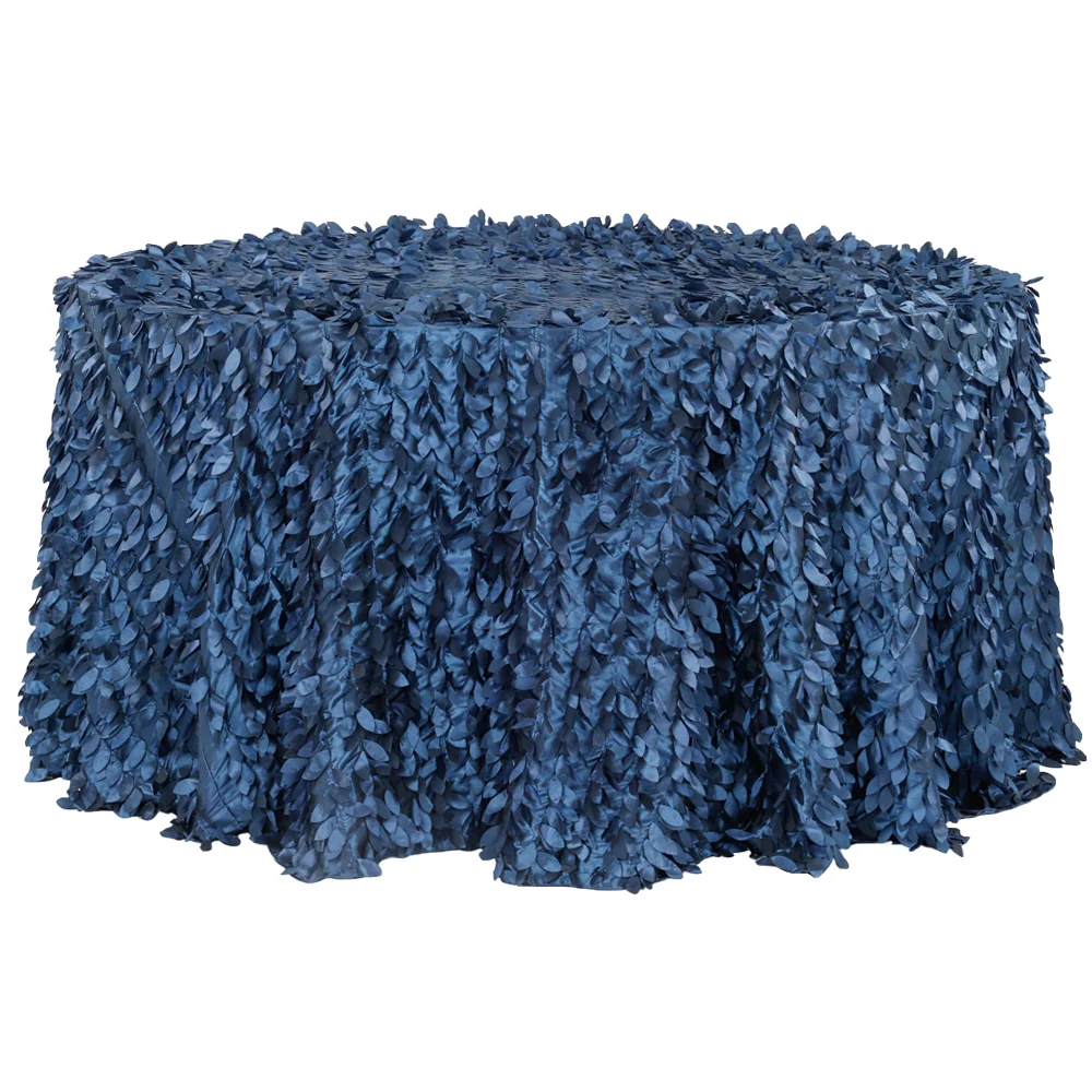 Leaf Petal Taffeta Round 120" Tablecloth - Navy Blue