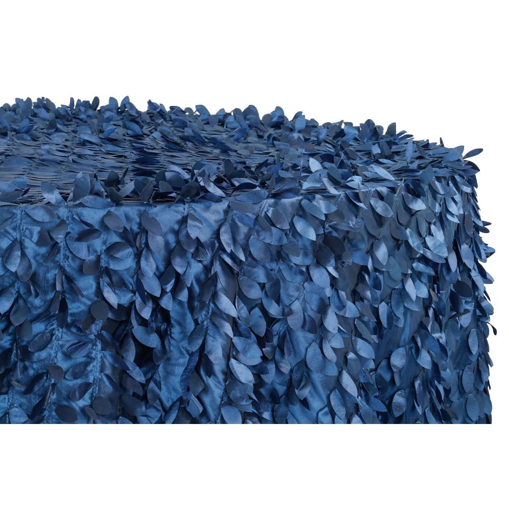 Leaf Petal Taffeta Round 120" Tablecloth - Navy Blue - Image 2