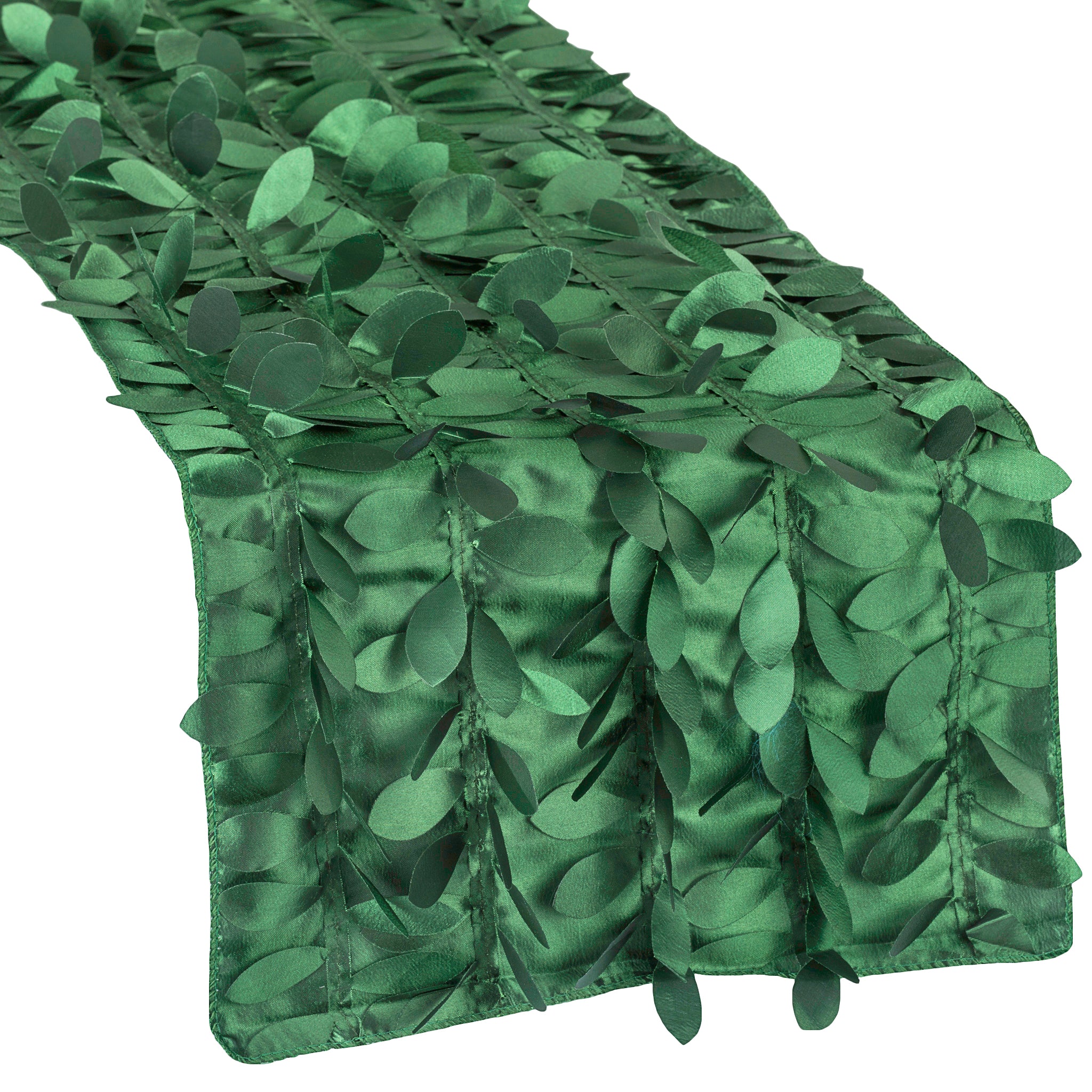 Leaf Petal Taffeta Table Runner - Emerald Green - Image 2