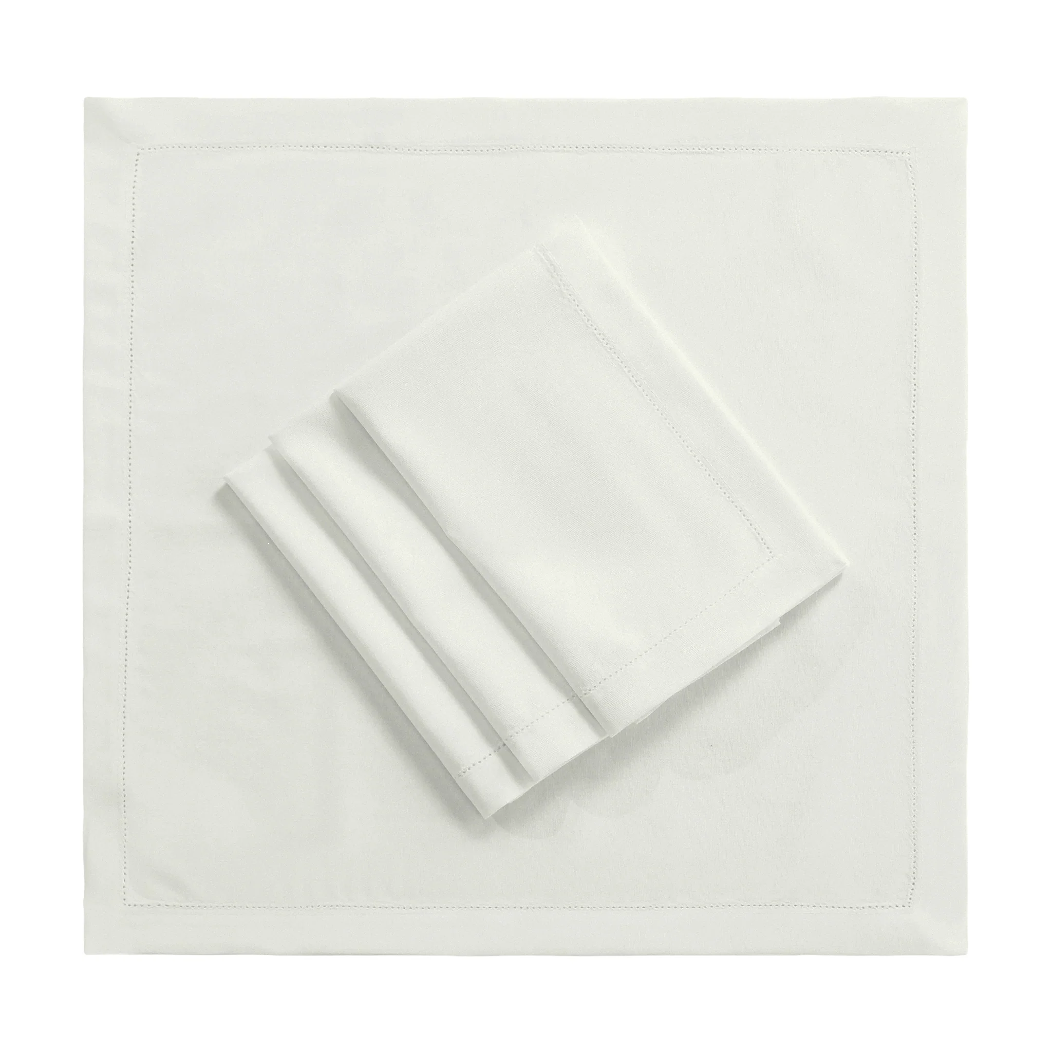 Light Ivory/Off White Hemstitch Linen Napkins 20"x20" (Set of 4) - Image 3