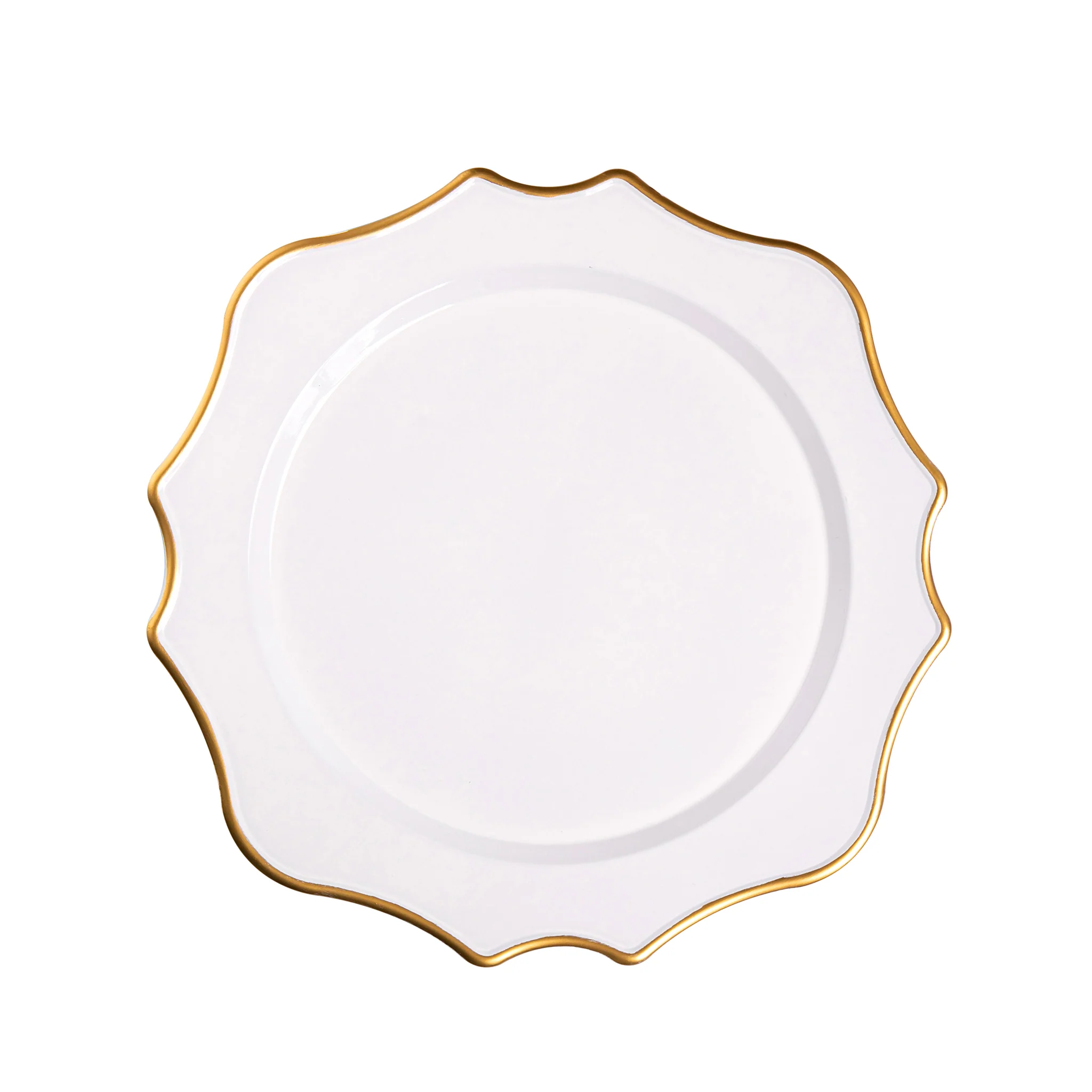 Lotus Scalloped Acrylic 13" Charger Plate - White Gold-Trimmed