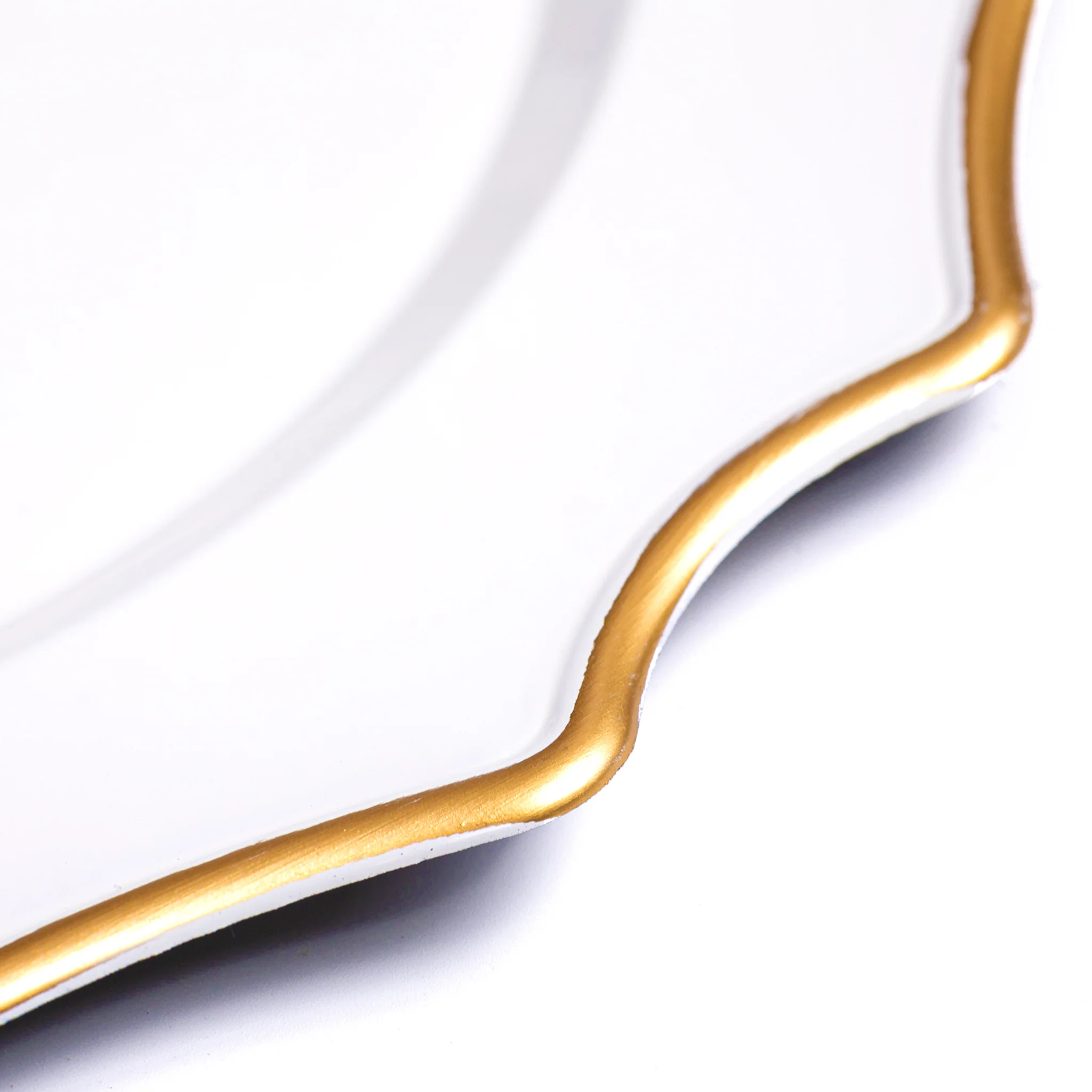 Lotus Scalloped Acrylic 13" Charger Plate - White Gold-Trimmed - Image 6