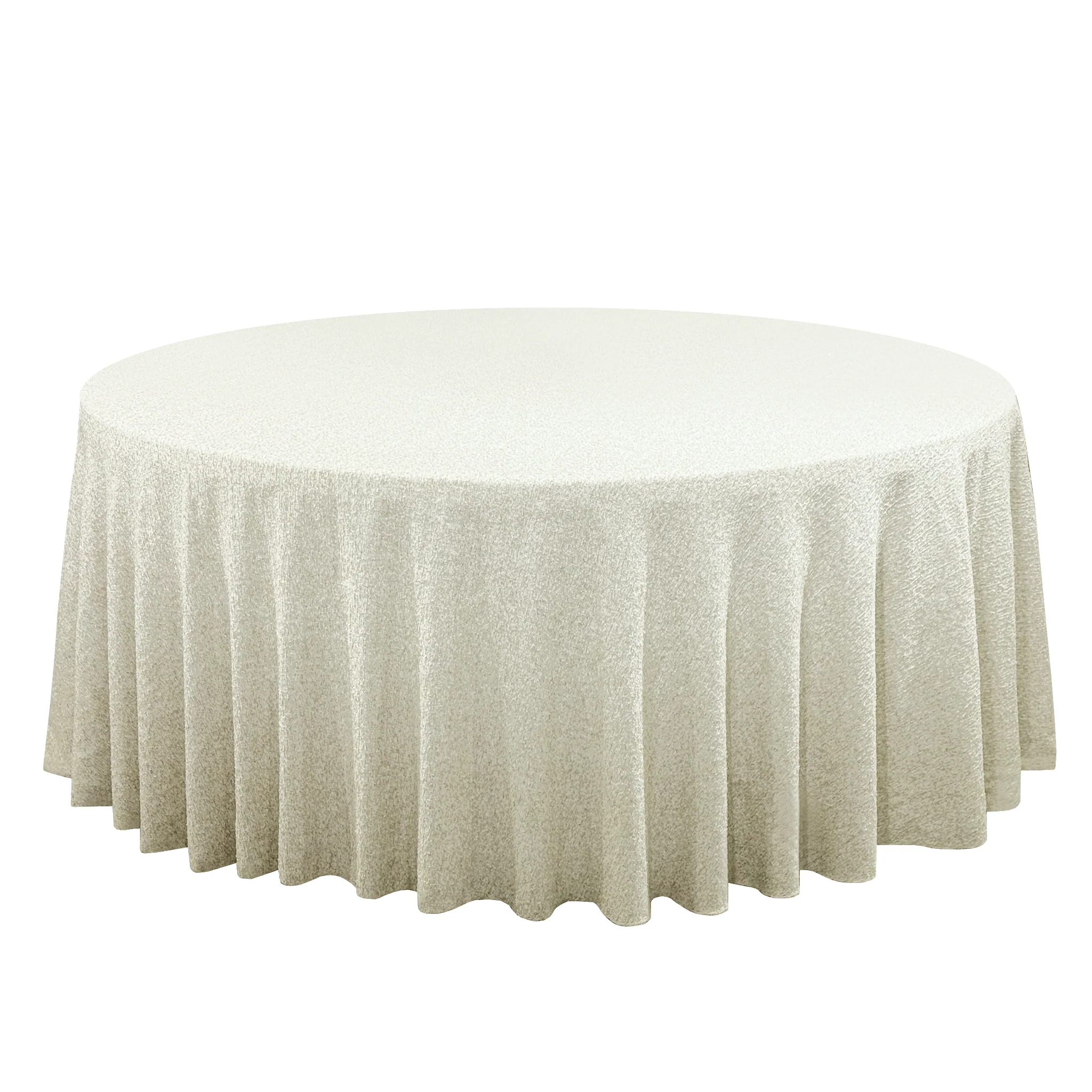 Luxury Boucle 120" Round Tablecloth - Beige - Image 10
