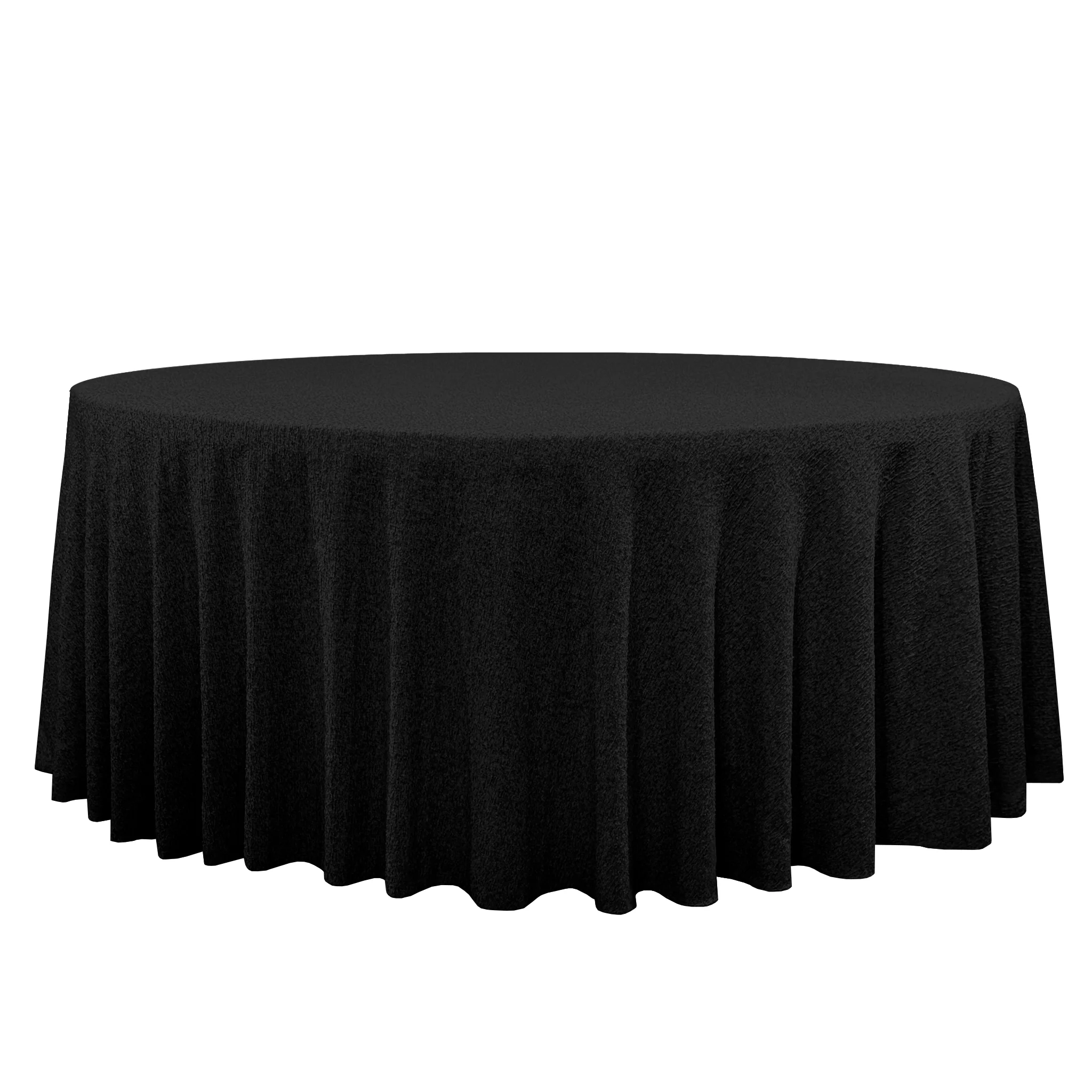 Luxury Boucle 120" Round Tablecloth - Black