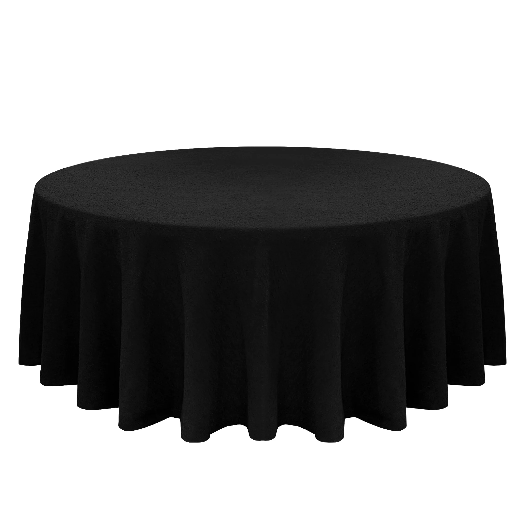 Luxury Boucle 120" Round Tablecloth - Black - Image 10