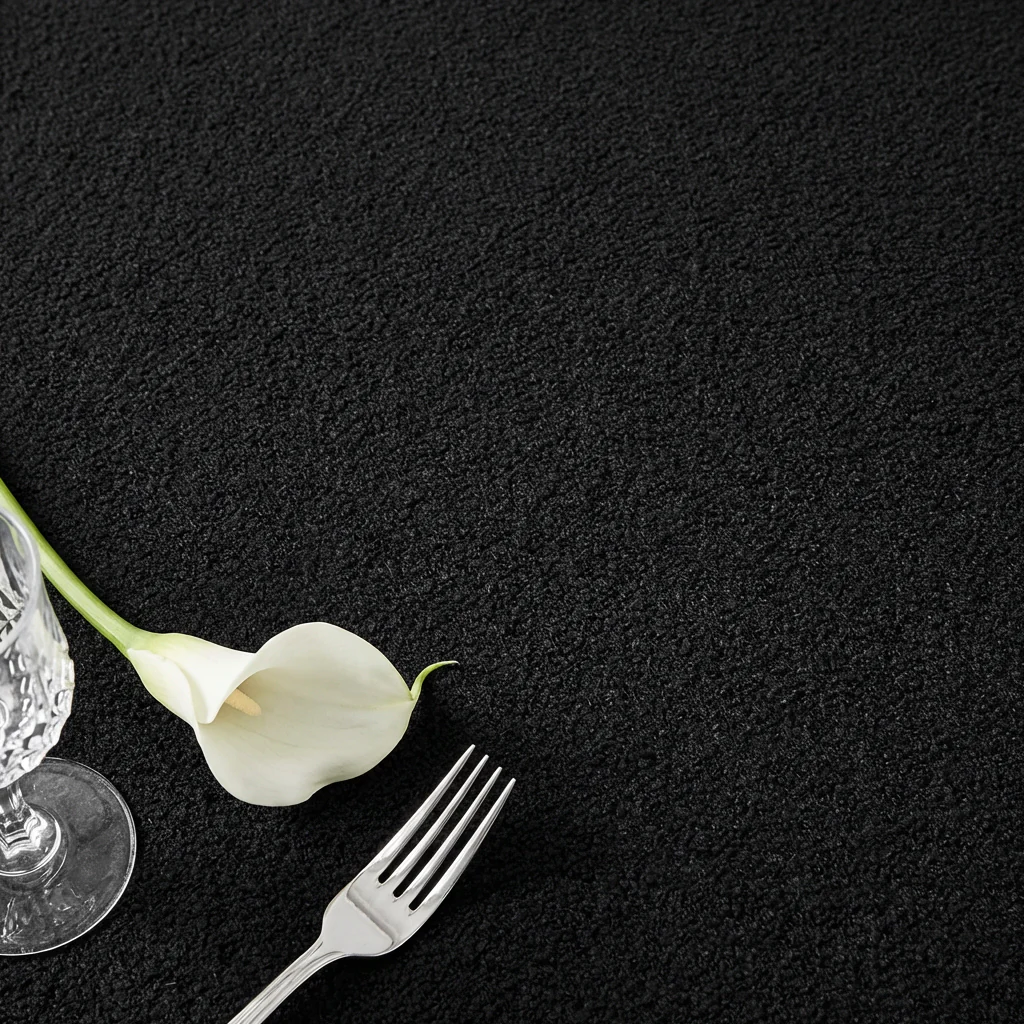 Luxury Boucle 120" Round Tablecloth - Black - Image 3