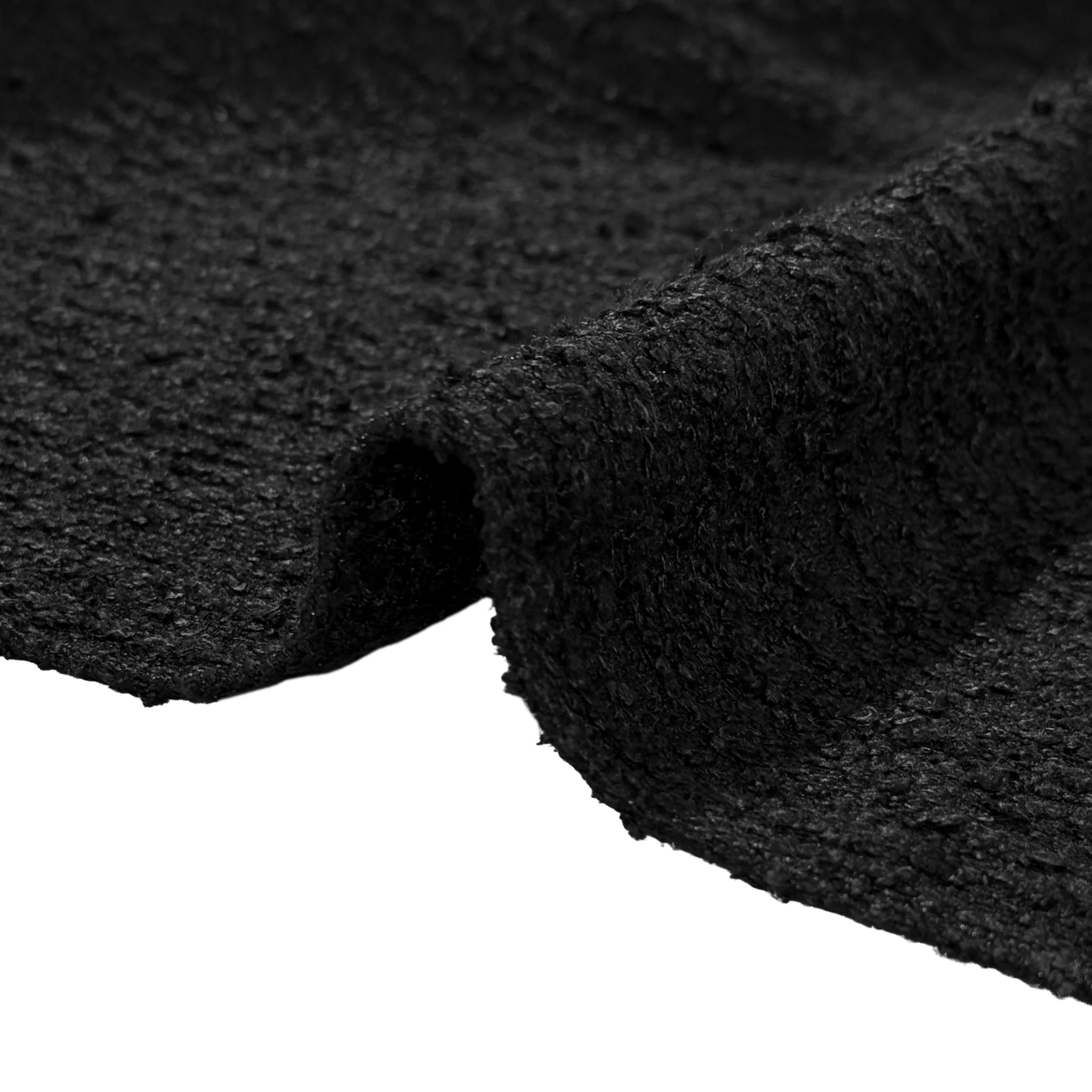 Luxury Boucle 120" Round Tablecloth - Black - Image 5