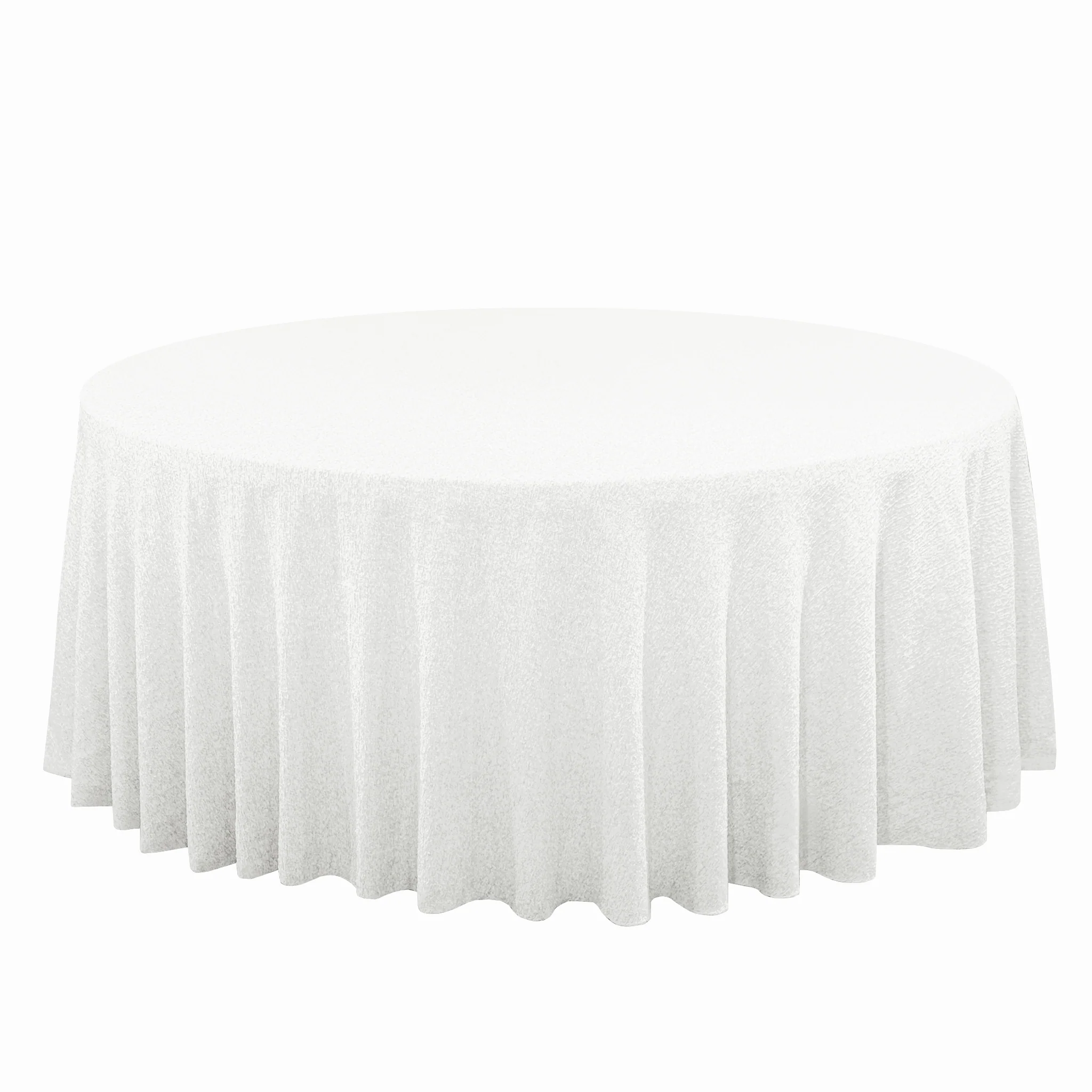 Luxury Boucle 120" Round Tablecloth - White - Image 9