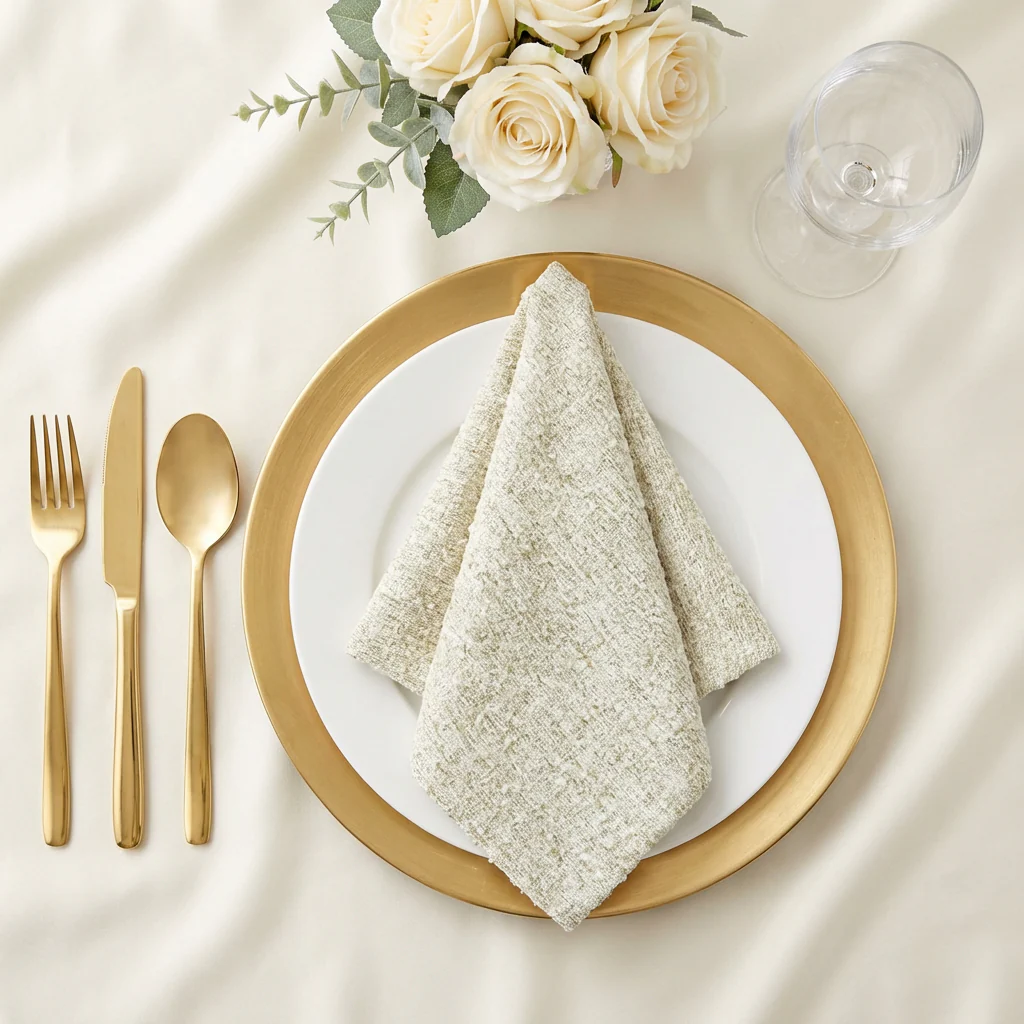 5 pcs/pk Luxury Boucle 20"x20" Linen Napkin - Beige - Image 2