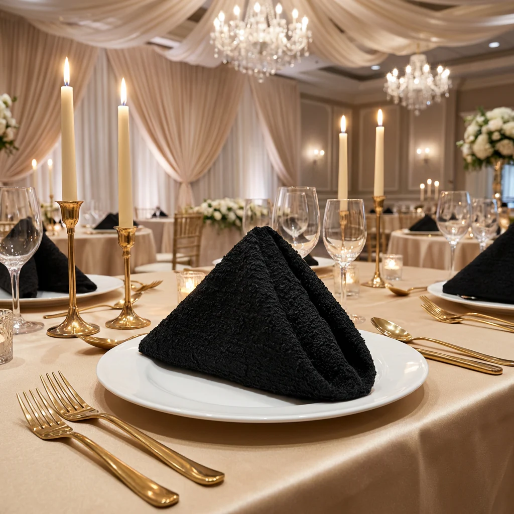 5 pcs/pk Luxury Boucle 20"x20" Linen Napkin - Black - Image 6