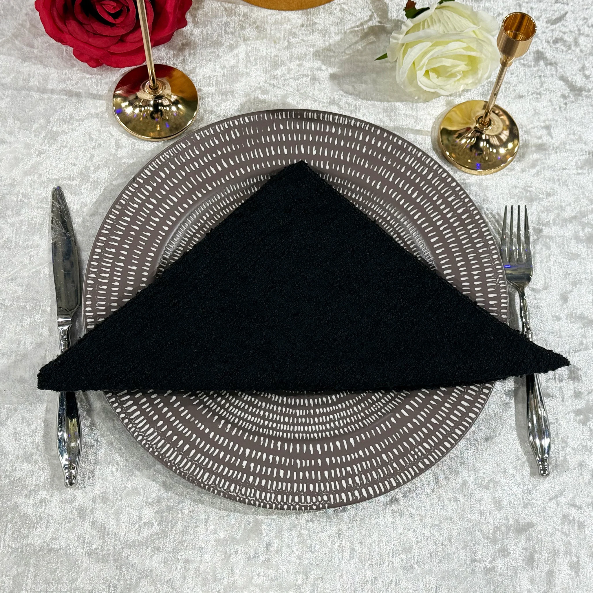 5 pcs/pk Luxury Boucle 20"x20" Linen Napkin - Black - Image 9
