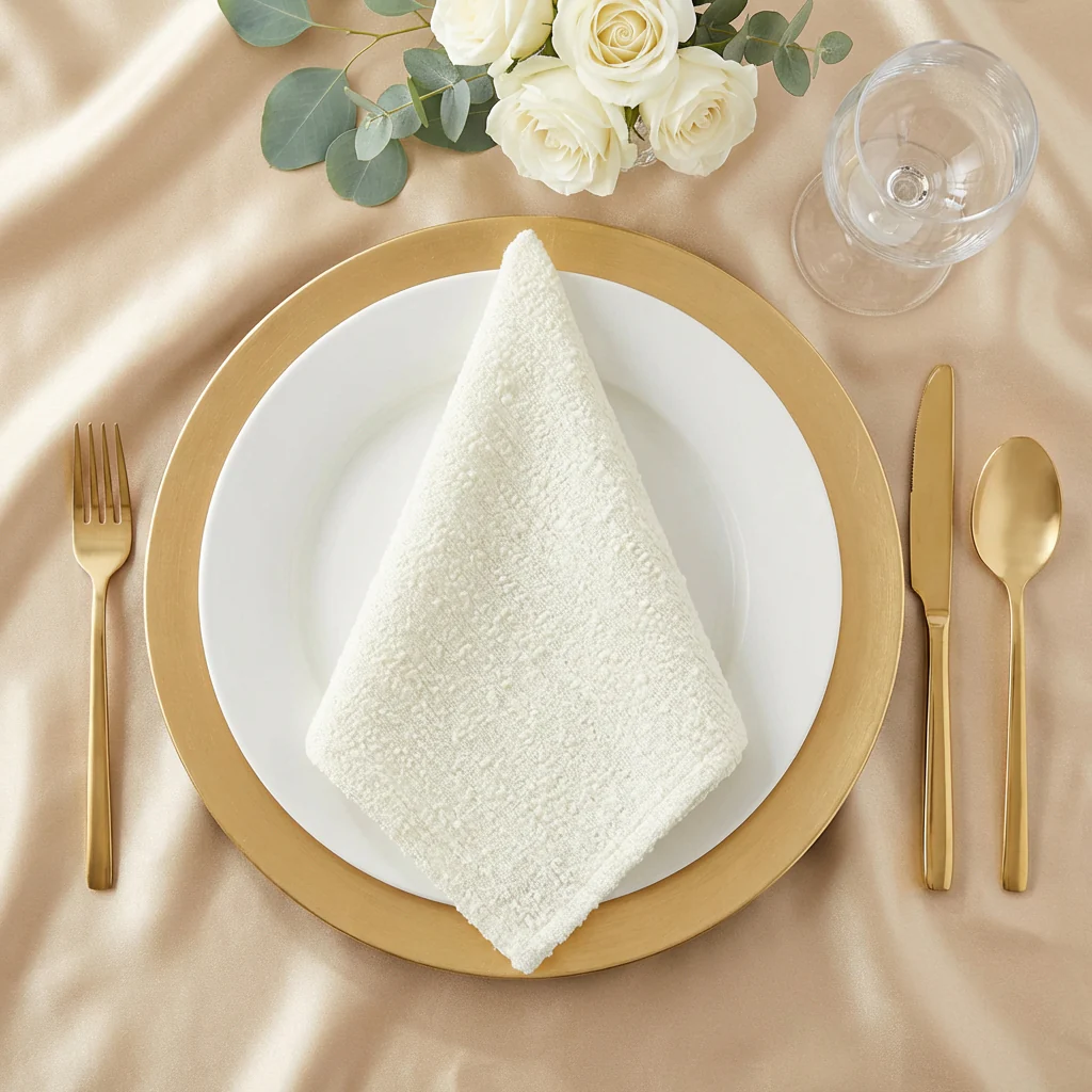 5 pcs/pk Luxury Boucle 20"x20" Linen Napkin - Ivory - Image 2